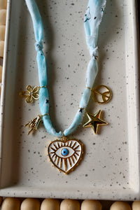 BANDANA CHARM NECKLACE | 5 Charms | Gold Filled