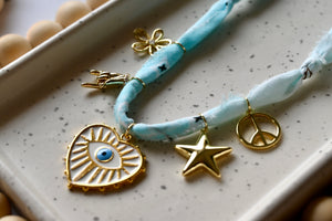 BANDANA CHARM NECKLACE | 5 Charms | Gold Filled