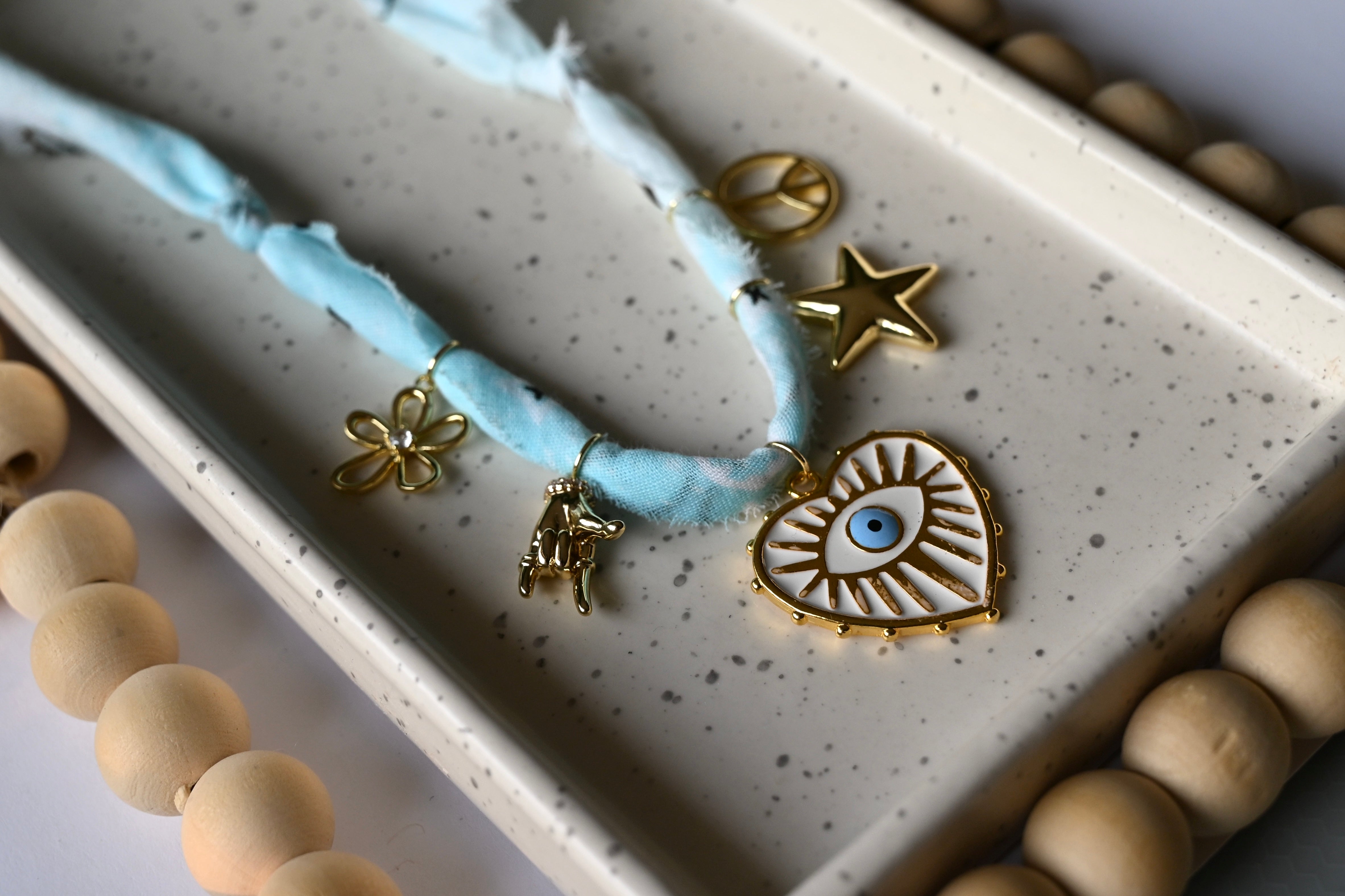 BANDANA CHARM NECKLACE | 5 Charms | Gold Filled