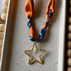 Scarf Necklace | Large Charm | Gold Filled
