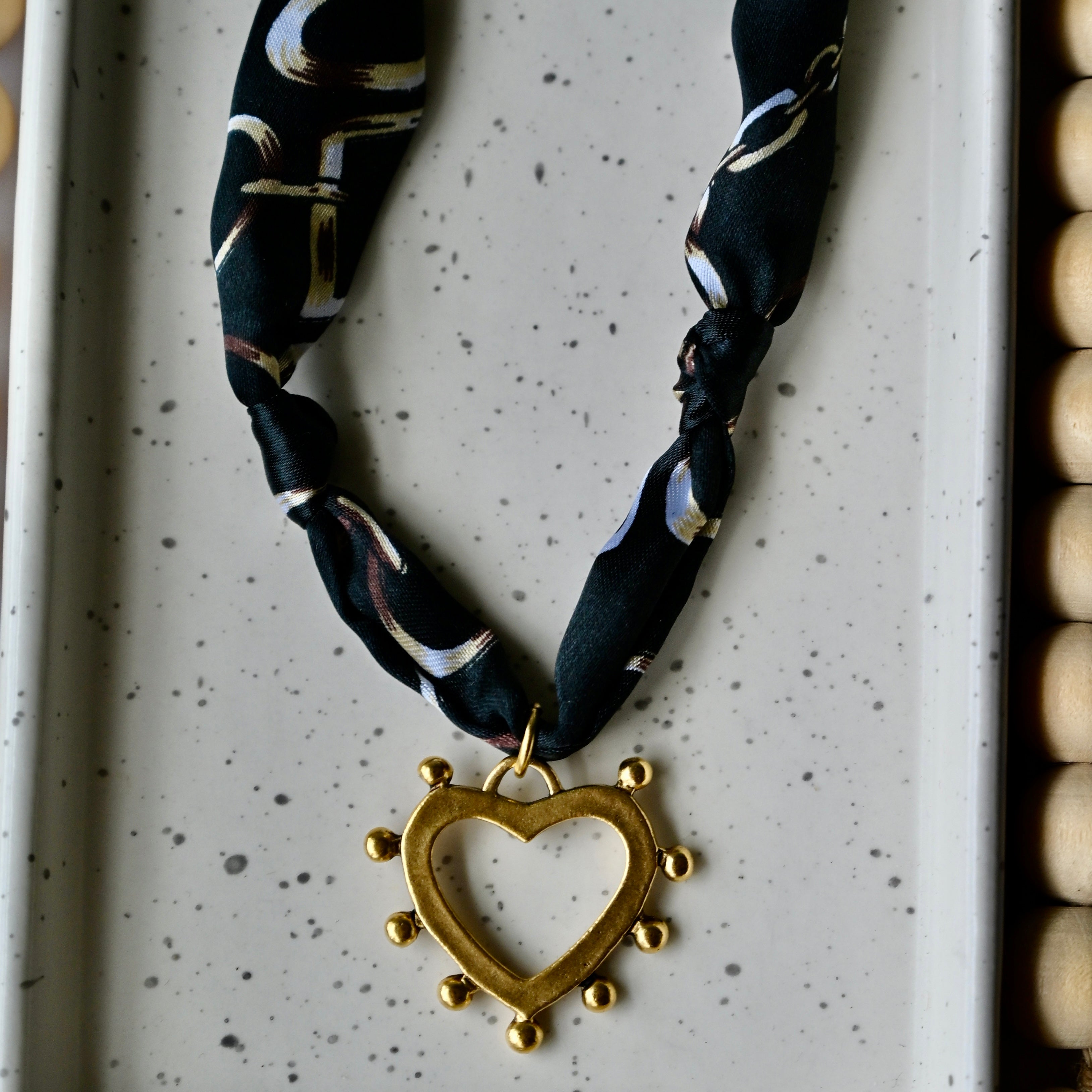 Scarf Charm Necklace | Large Charm | 12K Antique Gold
