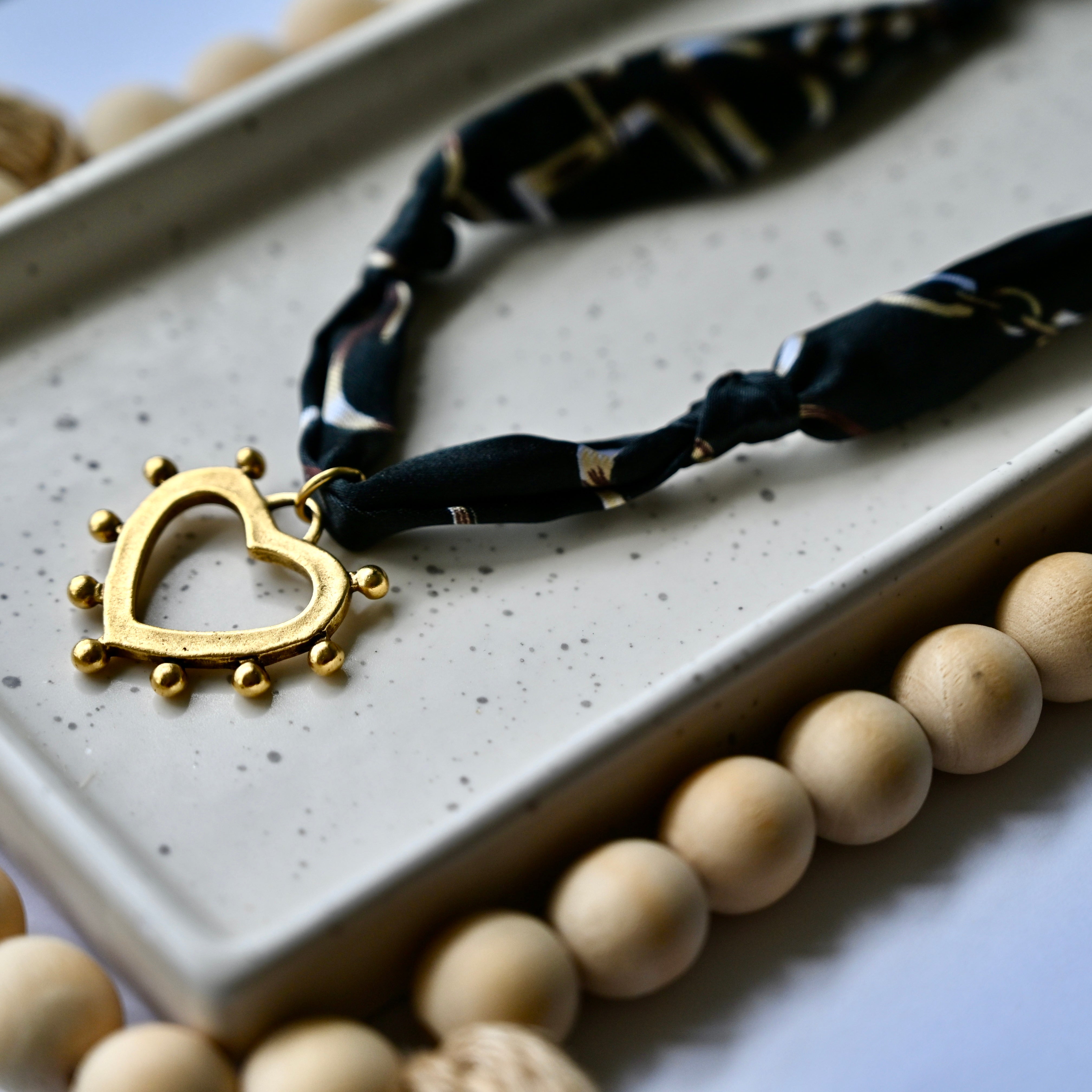 Scarf Charm Necklace | Large Charm | 12K Antique Gold