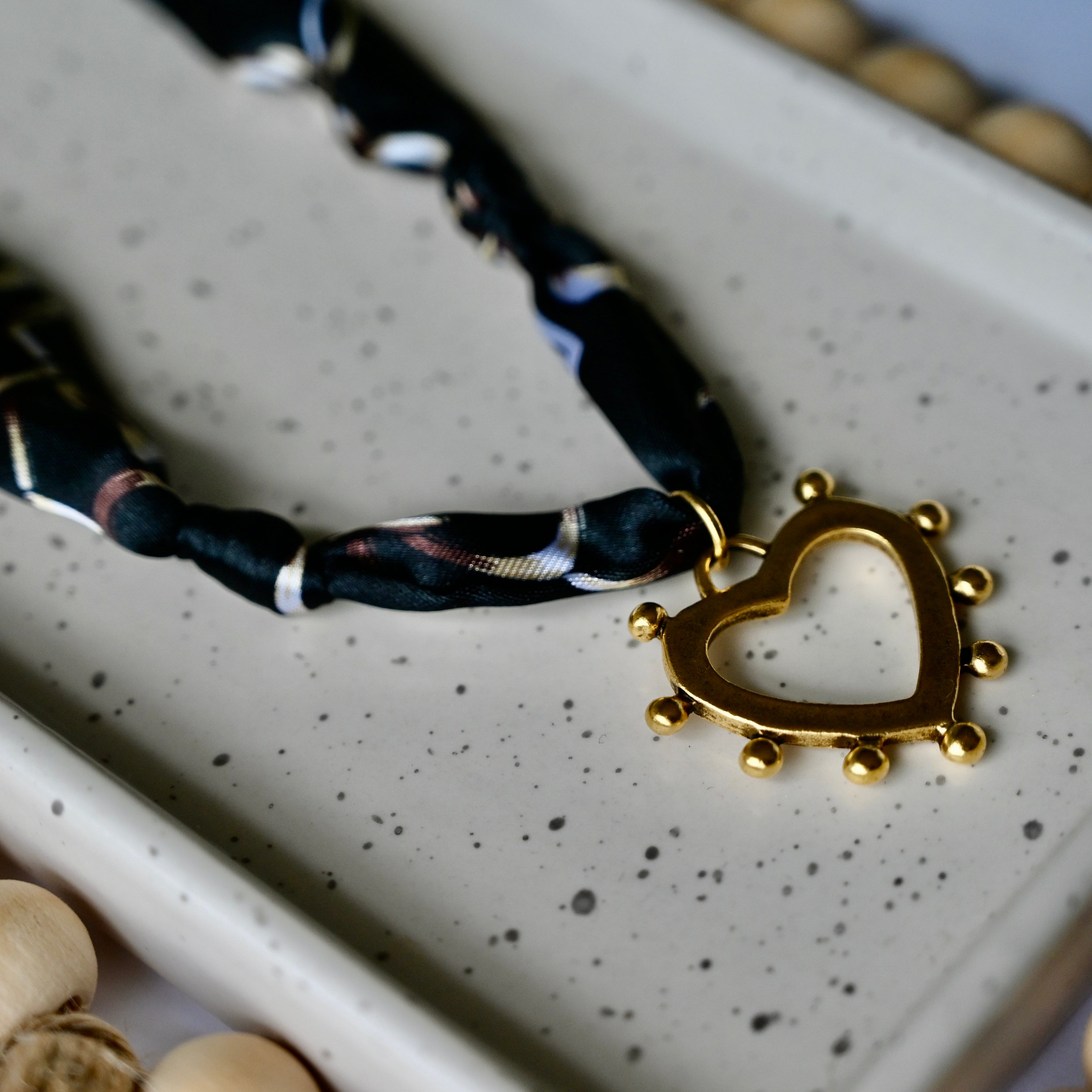 Scarf Charm Necklace | Large Charm | 12K Antique Gold