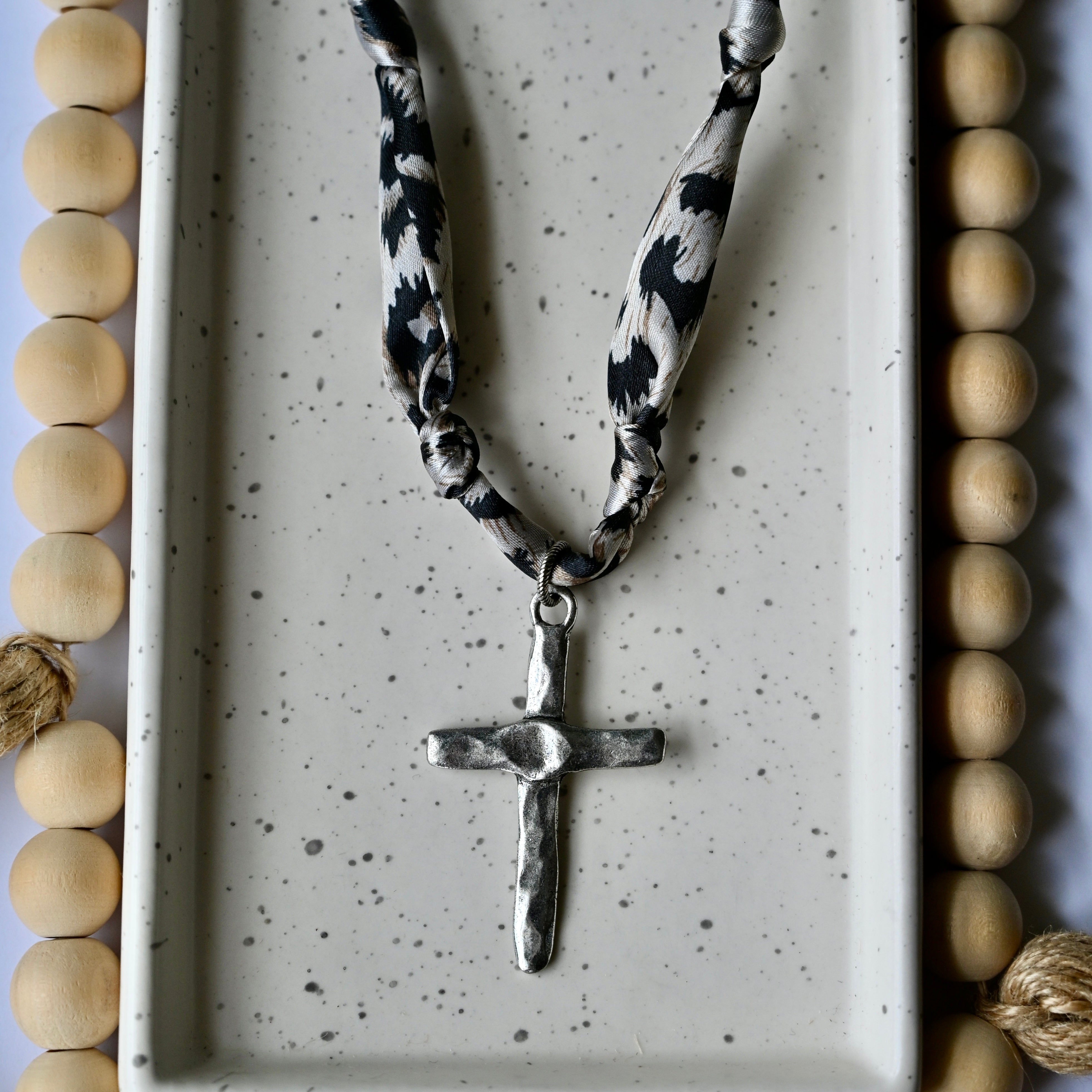 Scarf Charm Necklace | Large Charm | Antique Pewter