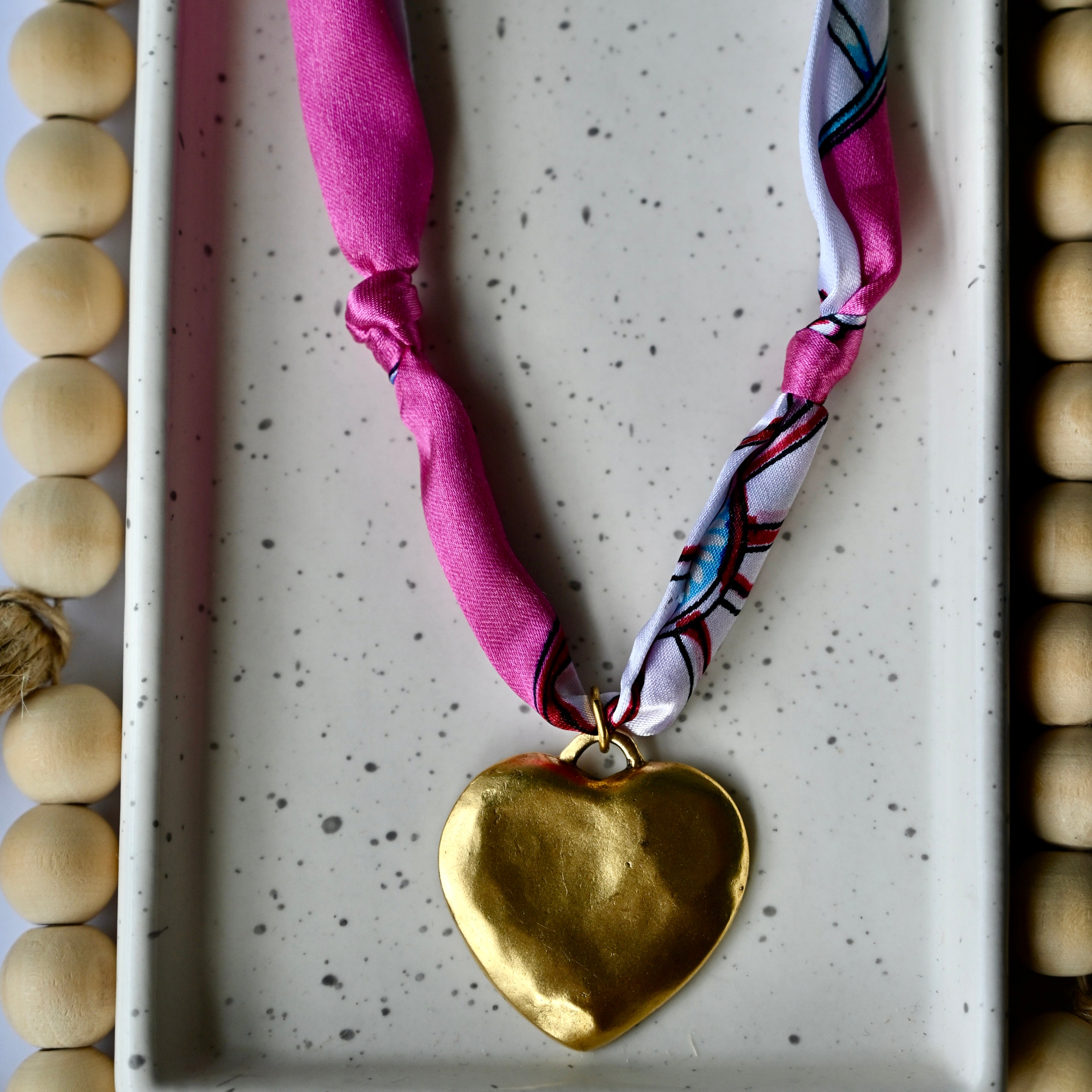 Scarf Charm Necklace | Large Charm | 12K Antique Gold