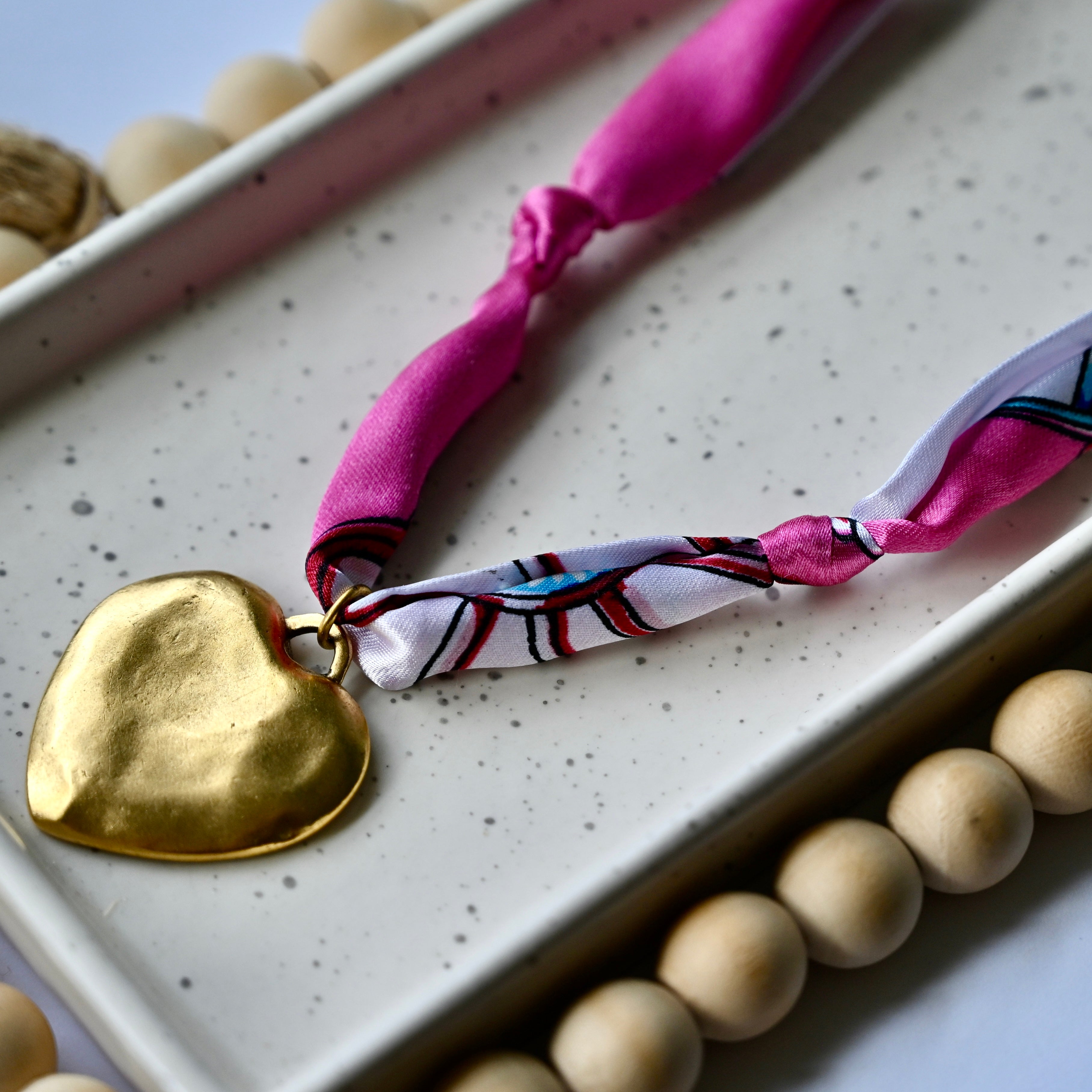 Scarf Charm Necklace | Large Charm | 12K Antique Gold