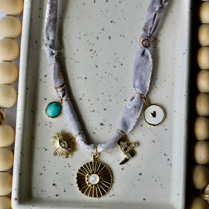 BANDANA CHARM NECKLACE | 5 Charms | Gold Filled