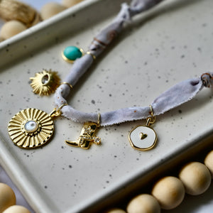 BANDANA CHARM NECKLACE | 5 Charms | Gold Filled