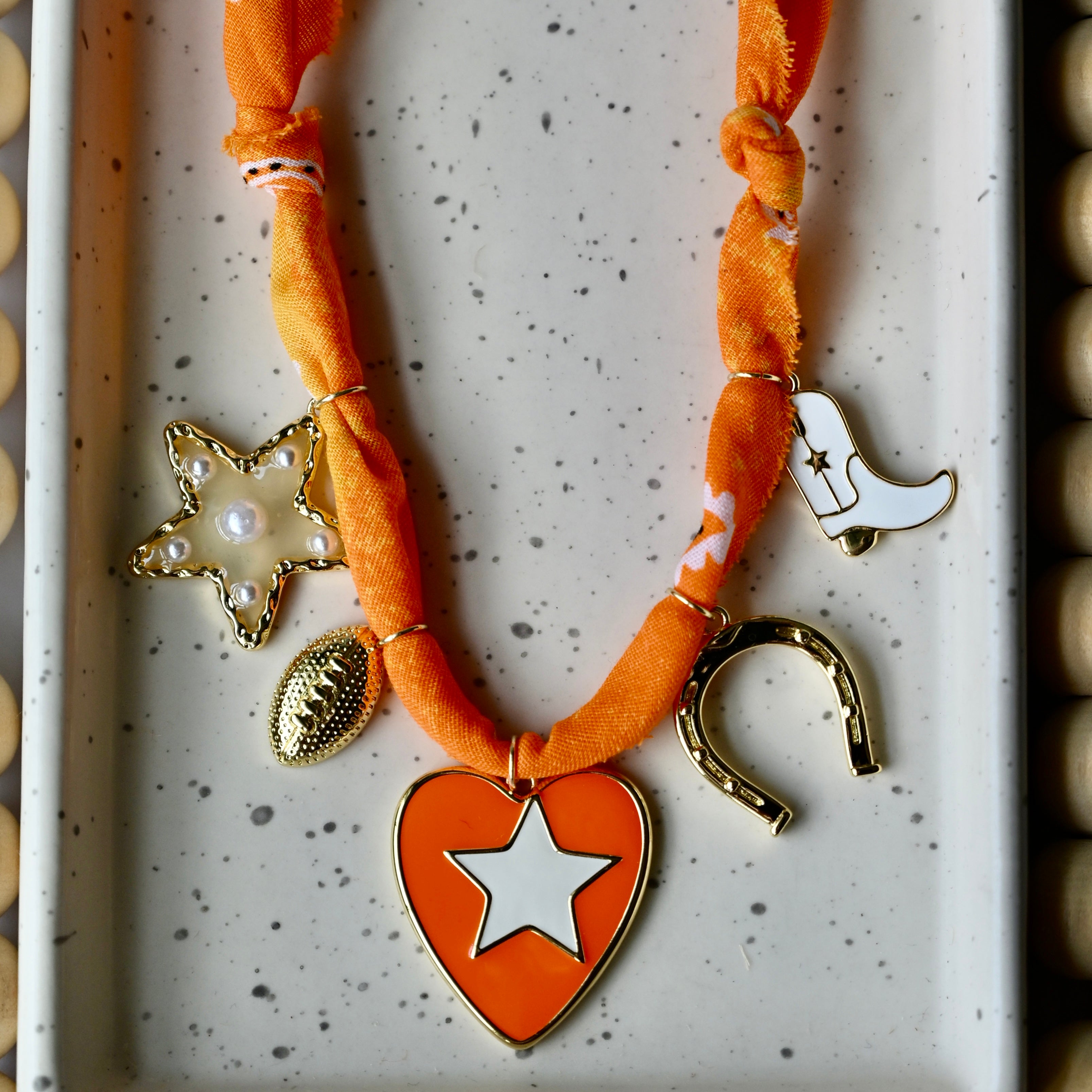 BANDANA CHARM NECKLACE | 5 Charms | Gold Filled