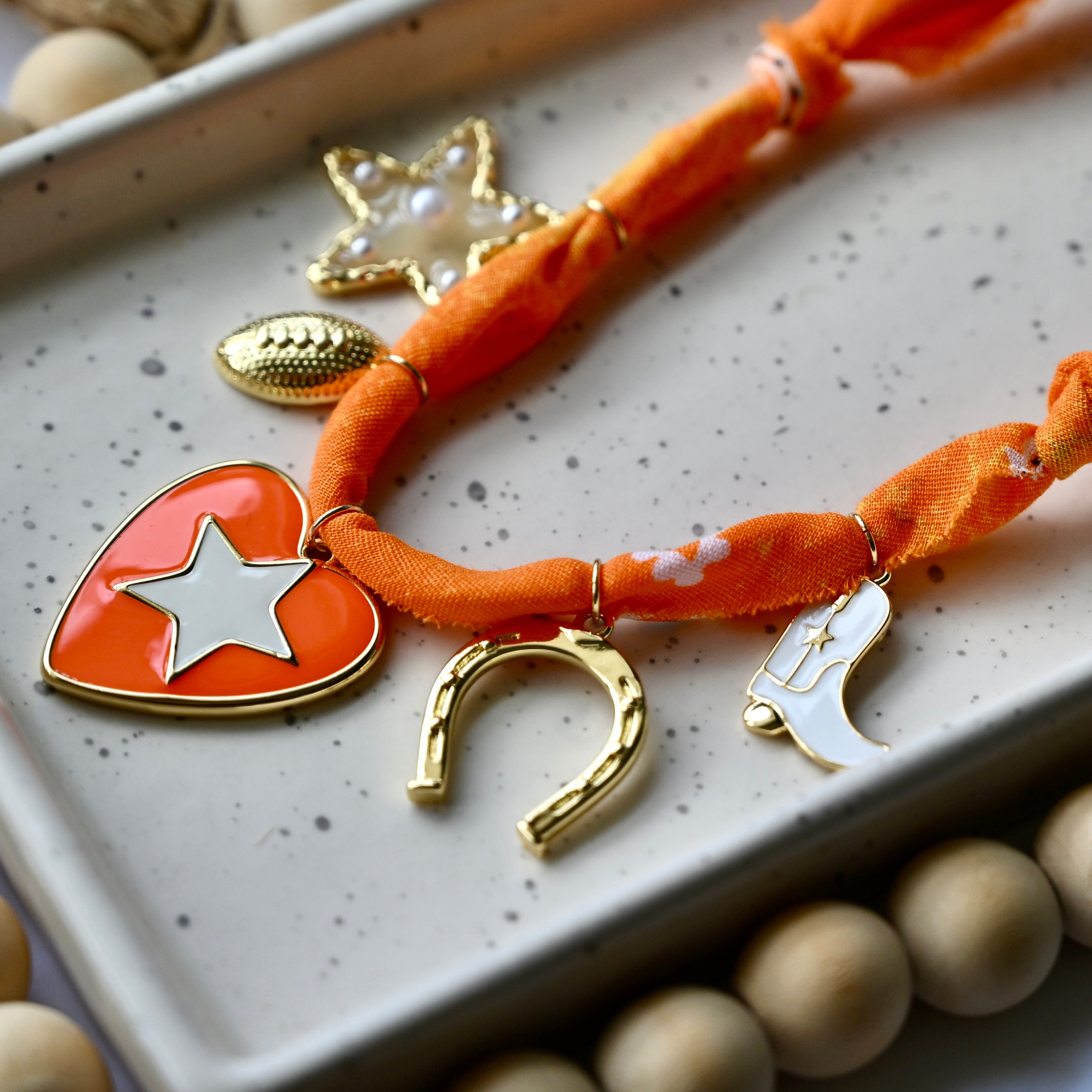 BANDANA CHARM NECKLACE | 5 Charms | Gold Filled