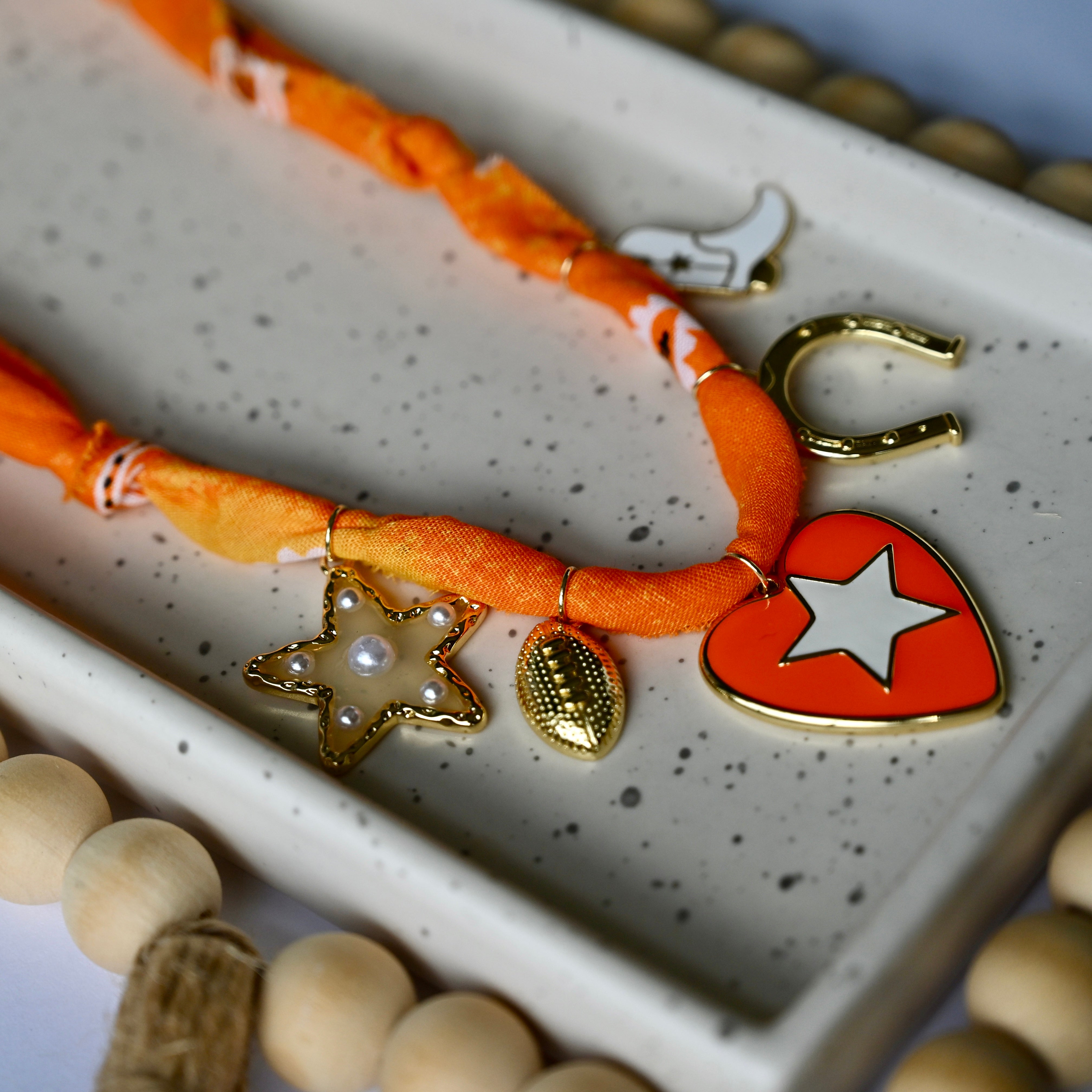 BANDANA CHARM NECKLACE | 5 Charms | Gold Filled