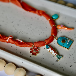 BANDANA CHARM NECKLACE | 5 Charms | Gold Filled