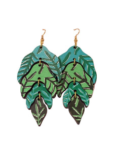 Hand painted Leaf Earrings | Large