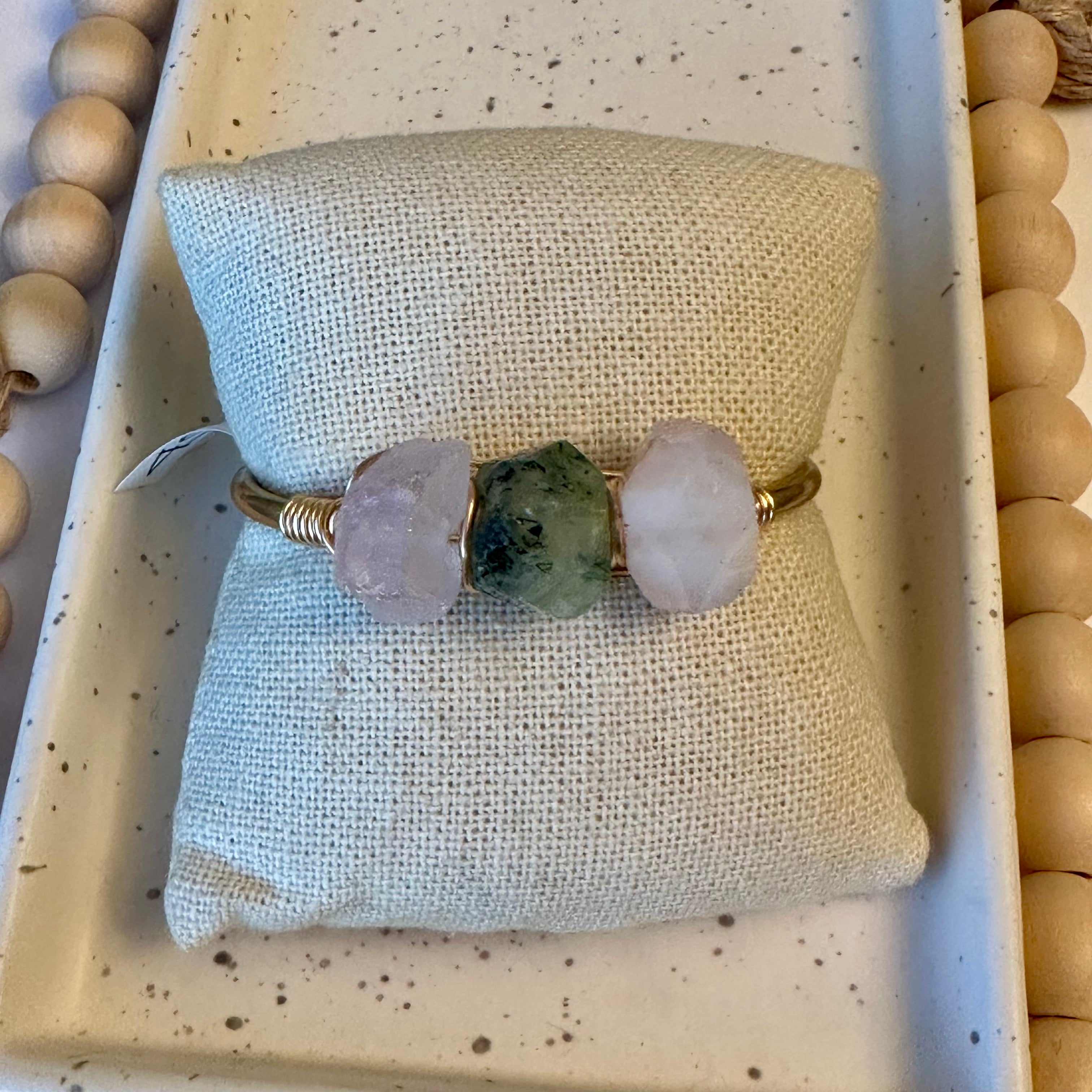 TRIO GEMSTONE CUFF | ROSE QUARTZ & AGATE