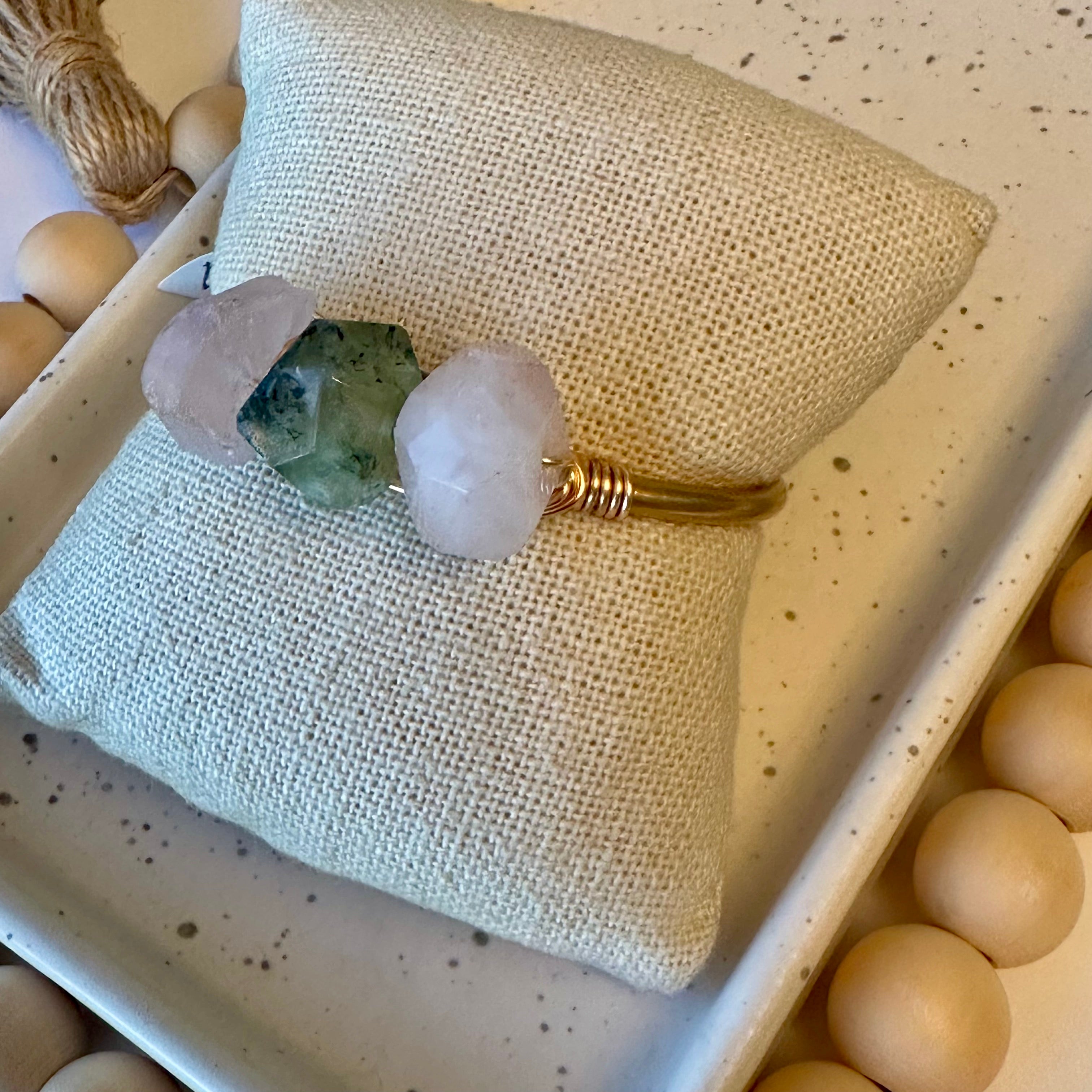 TRIO GEMSTONE CUFF | ROSE QUARTZ & AGATE