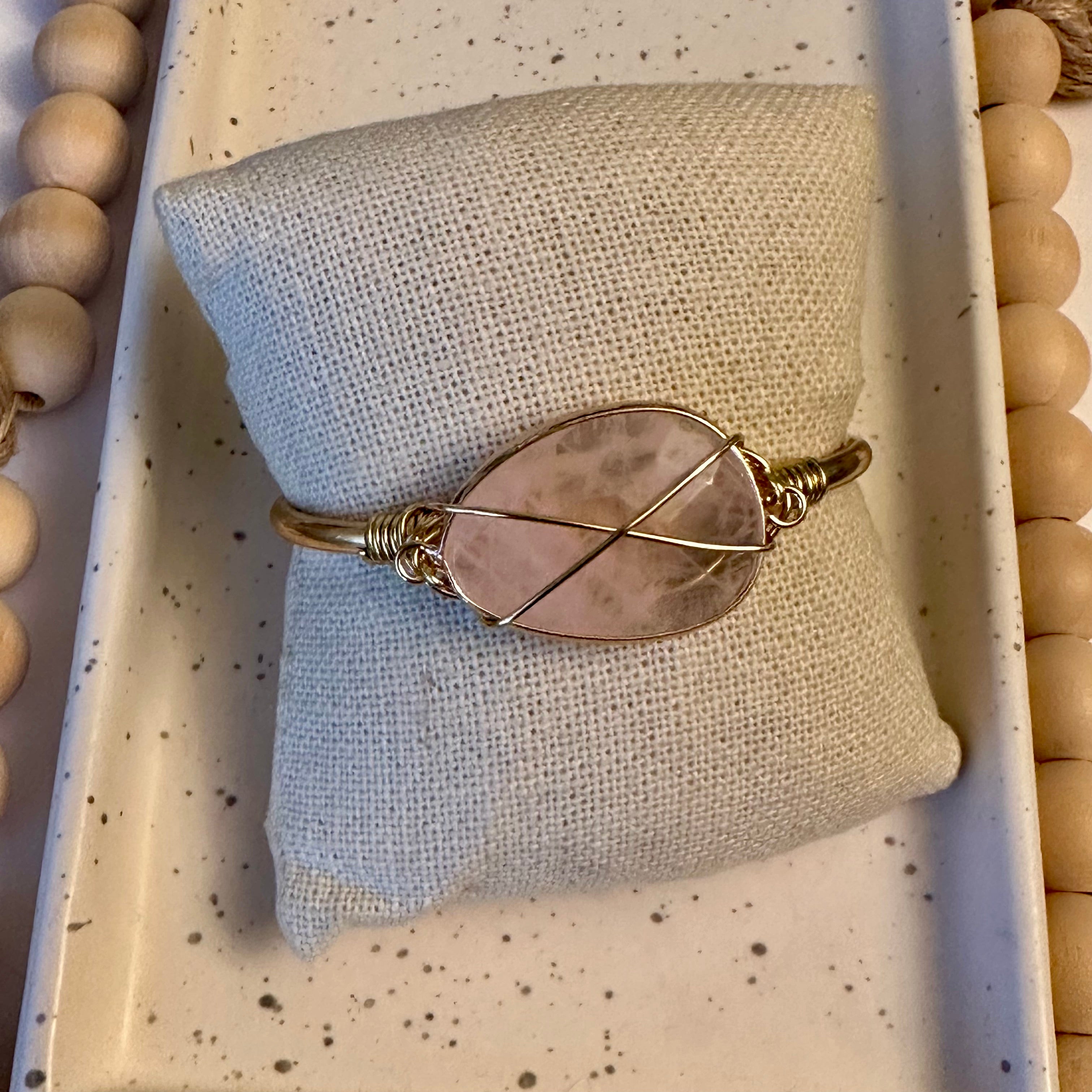 GEMSTONE CUFF | ROSE QUARTZ BEZEL