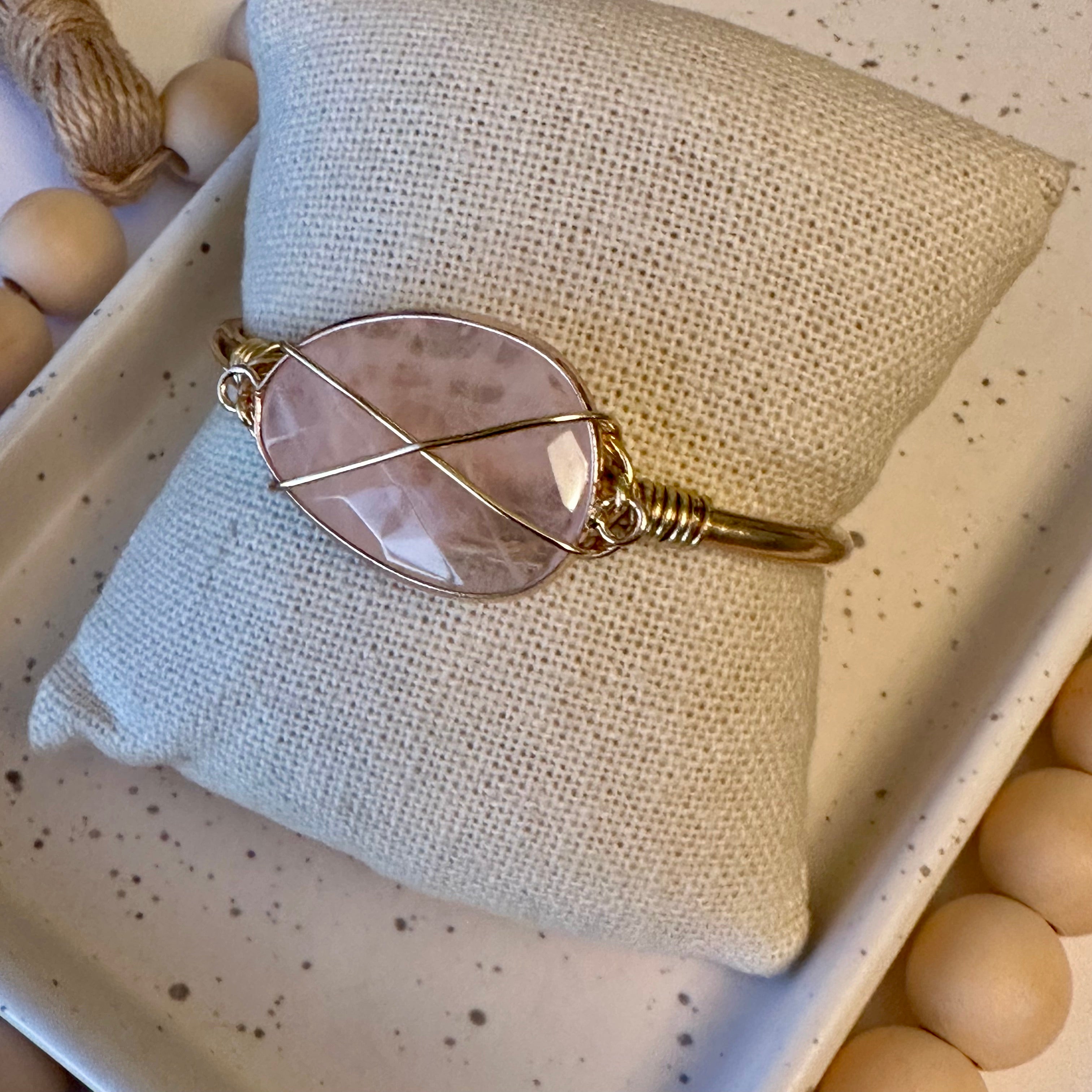 GEMSTONE CUFF | ROSE QUARTZ BEZEL