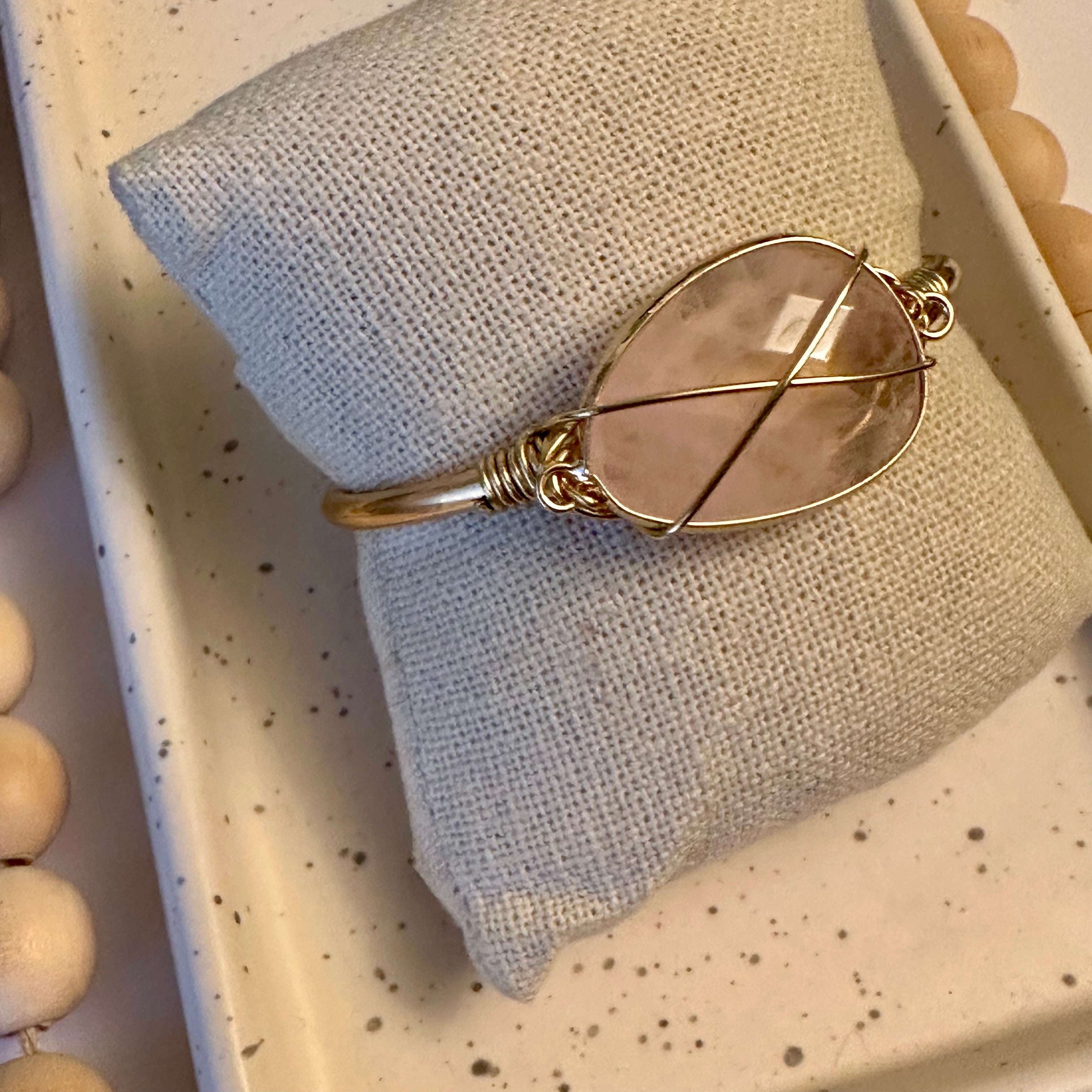 GEMSTONE CUFF | ROSE QUARTZ BEZEL