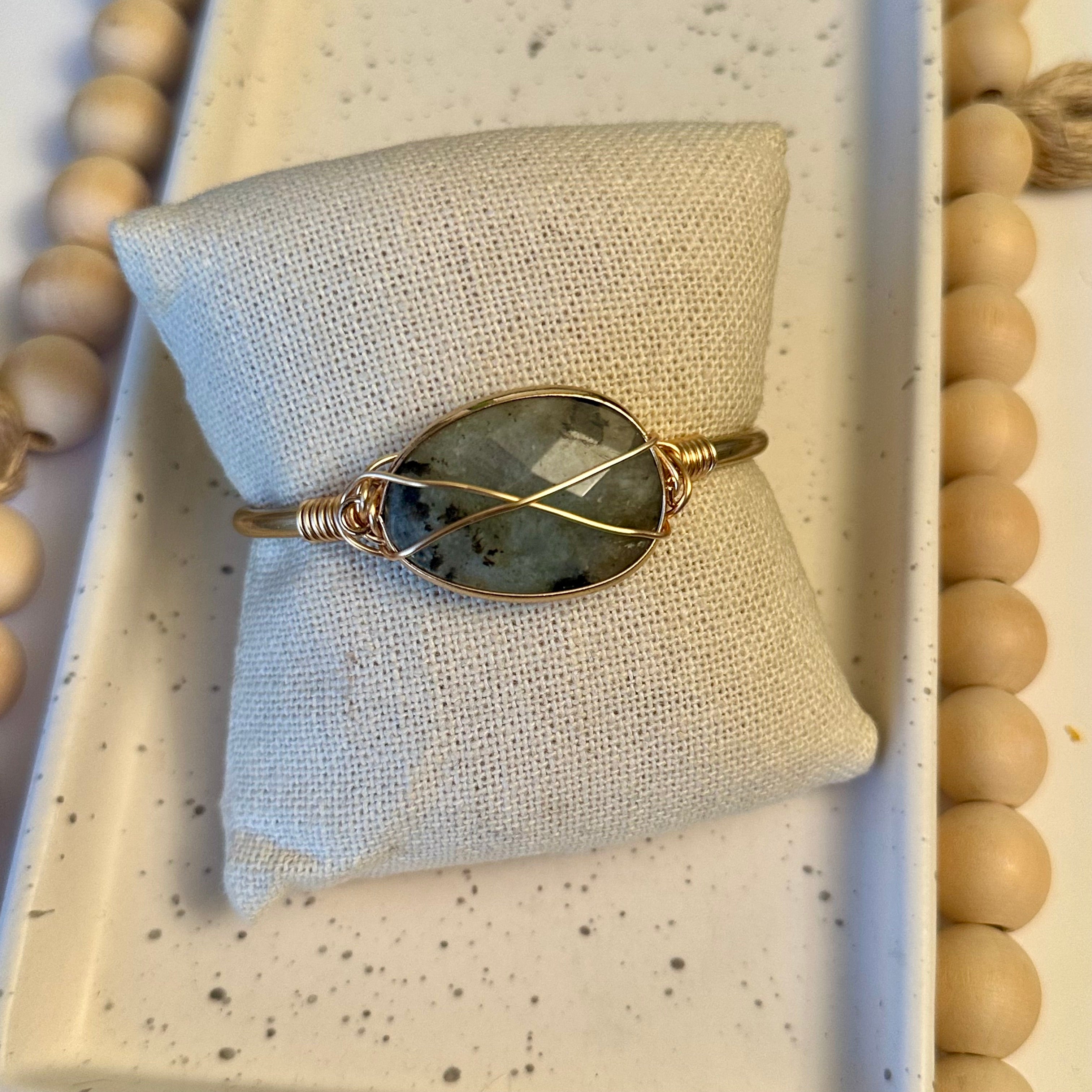 GEMSTONE CUFF | LABRADORITE BEZEL