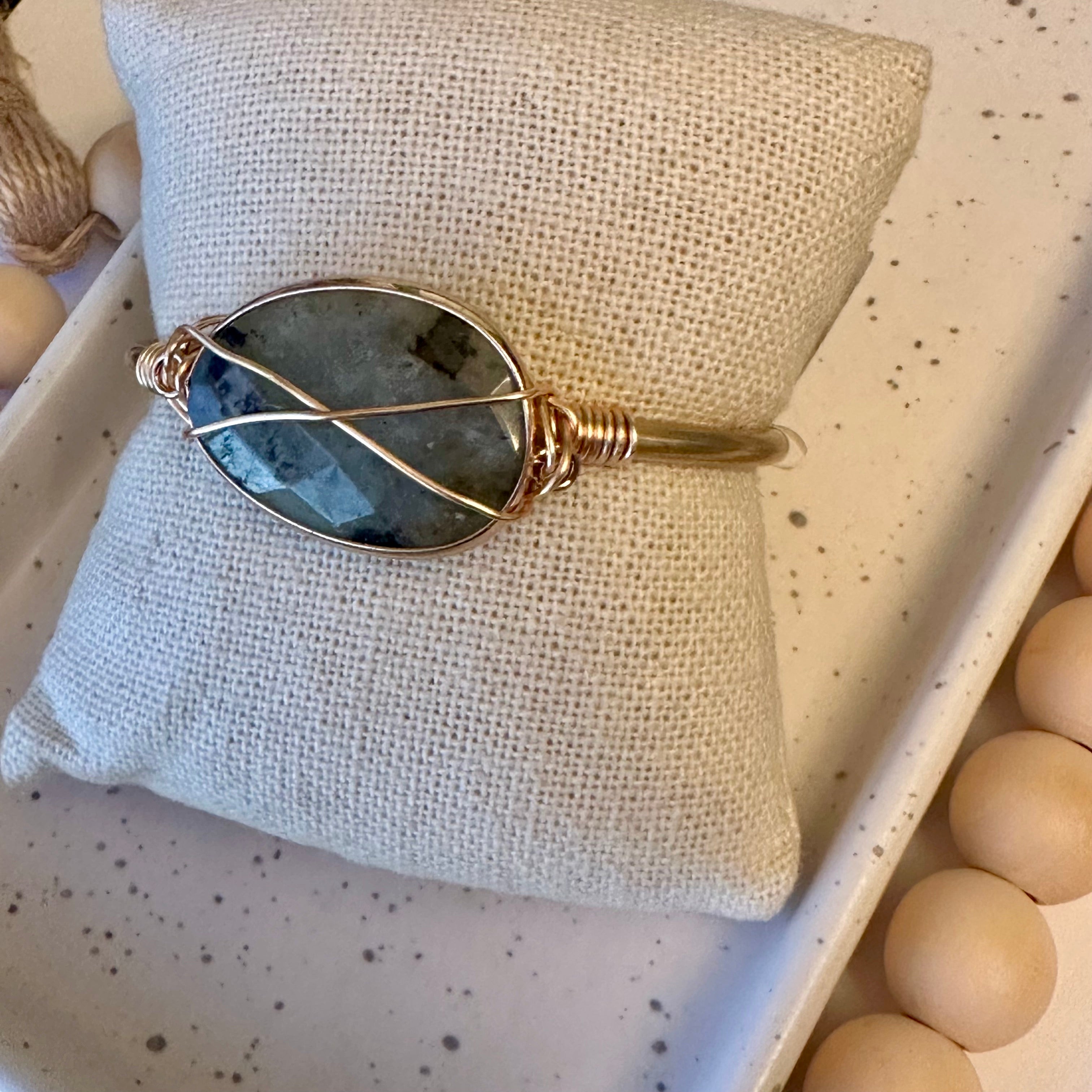 GEMSTONE CUFF | LABRADORITE BEZEL
