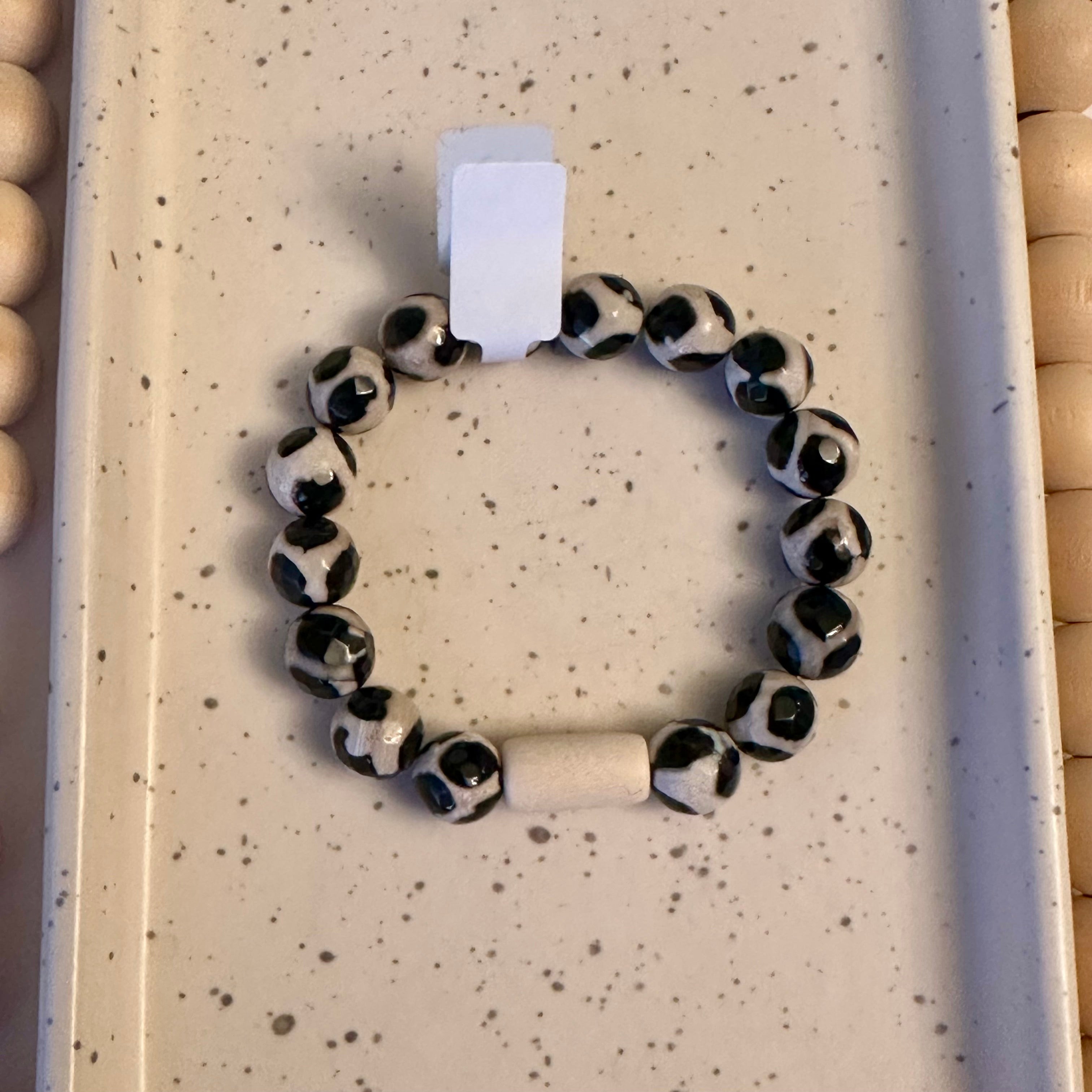 FACETED TIBETAN AGATE BRACELET and WOOD