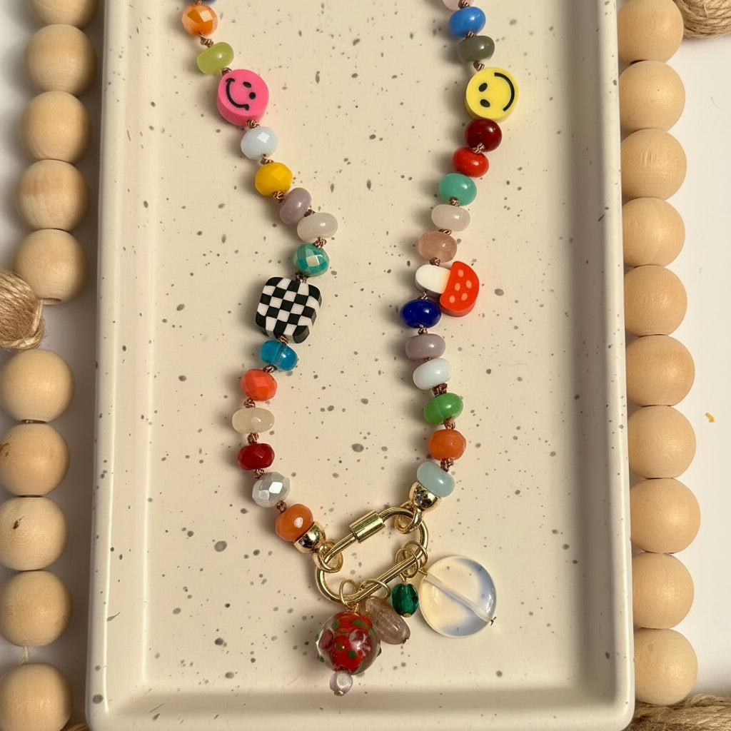 PLAYFUL HAND-KNOTTED GEMSTONE NECKLACE