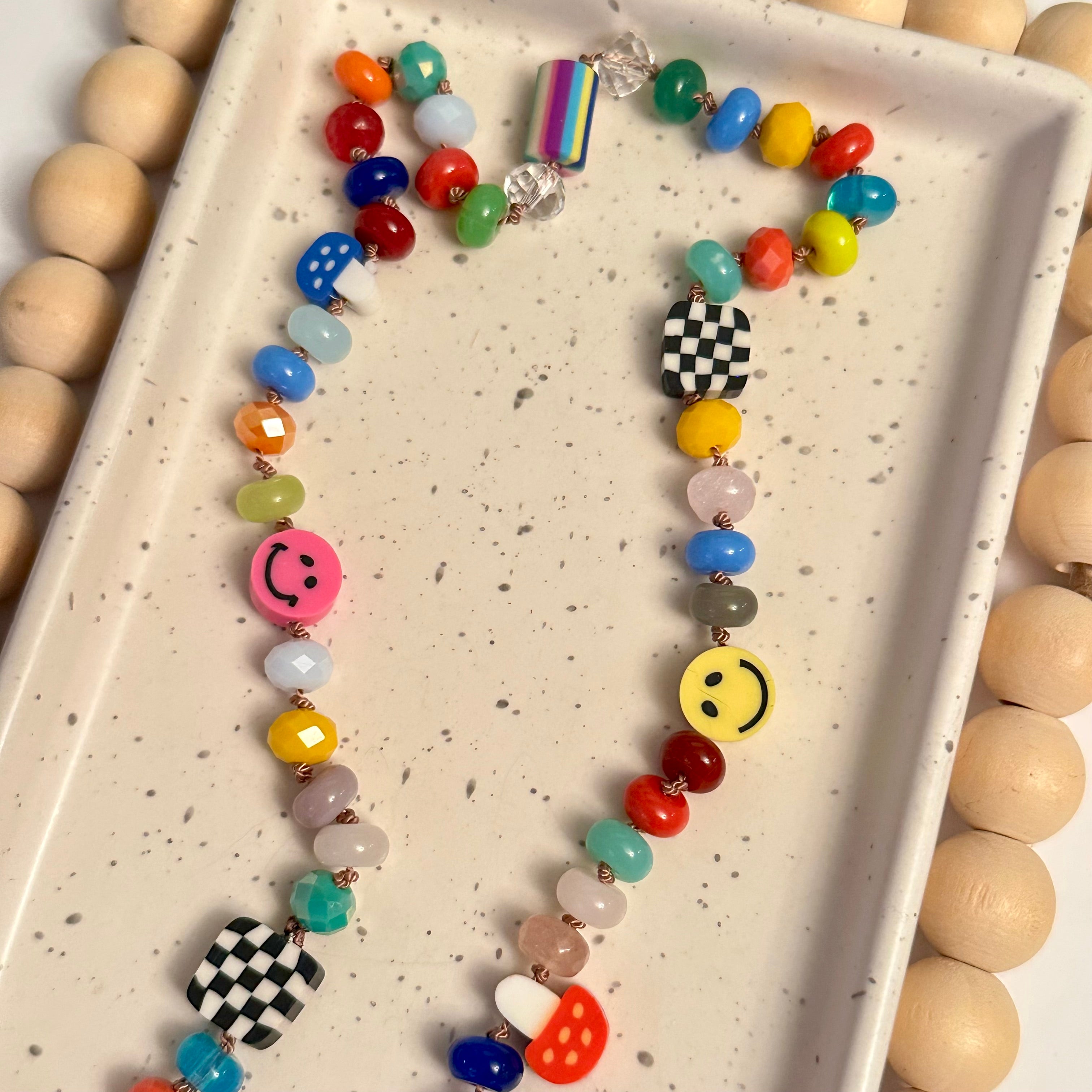 PLAYFUL HAND-KNOTTED GEMSTONE NECKLACE