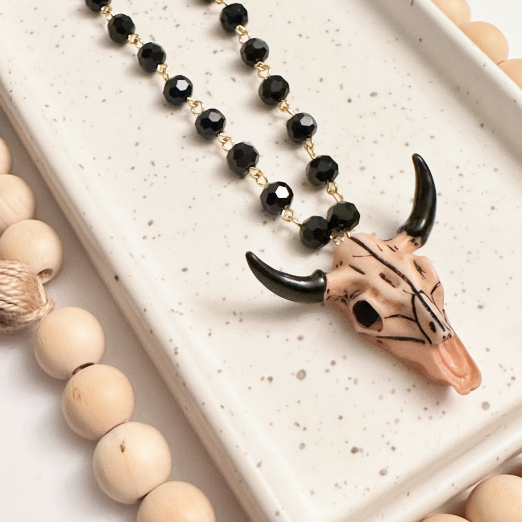 LONG WESTERN NECKLACE | NEUTRAL LONGHORN