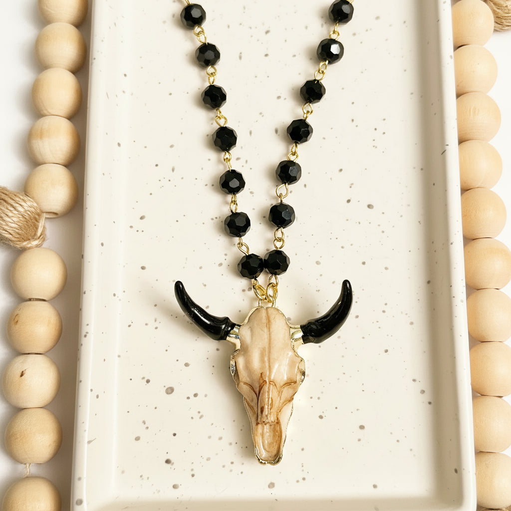 LONG WESTERN NECKLACE | LONGHORN GOLD ELECTROPLATED