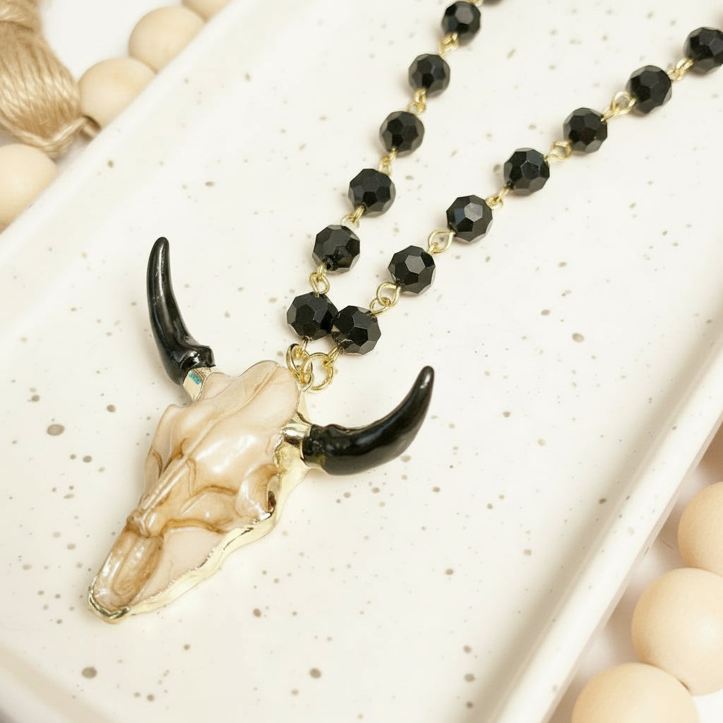 LONG WESTERN NECKLACE | LONGHORN GOLD ELECTROPLATED