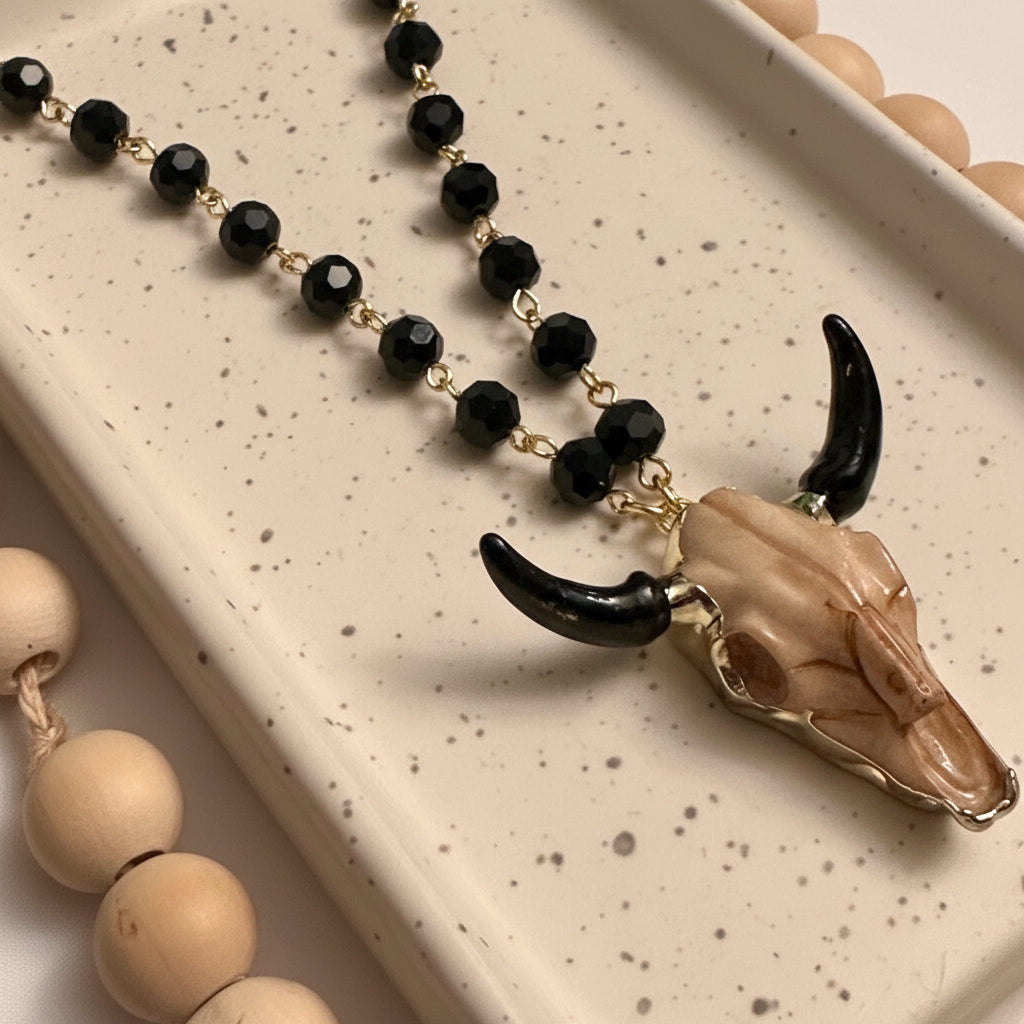 LONG WESTERN NECKLACE | LONGHORN GOLD ELECTROPLATED