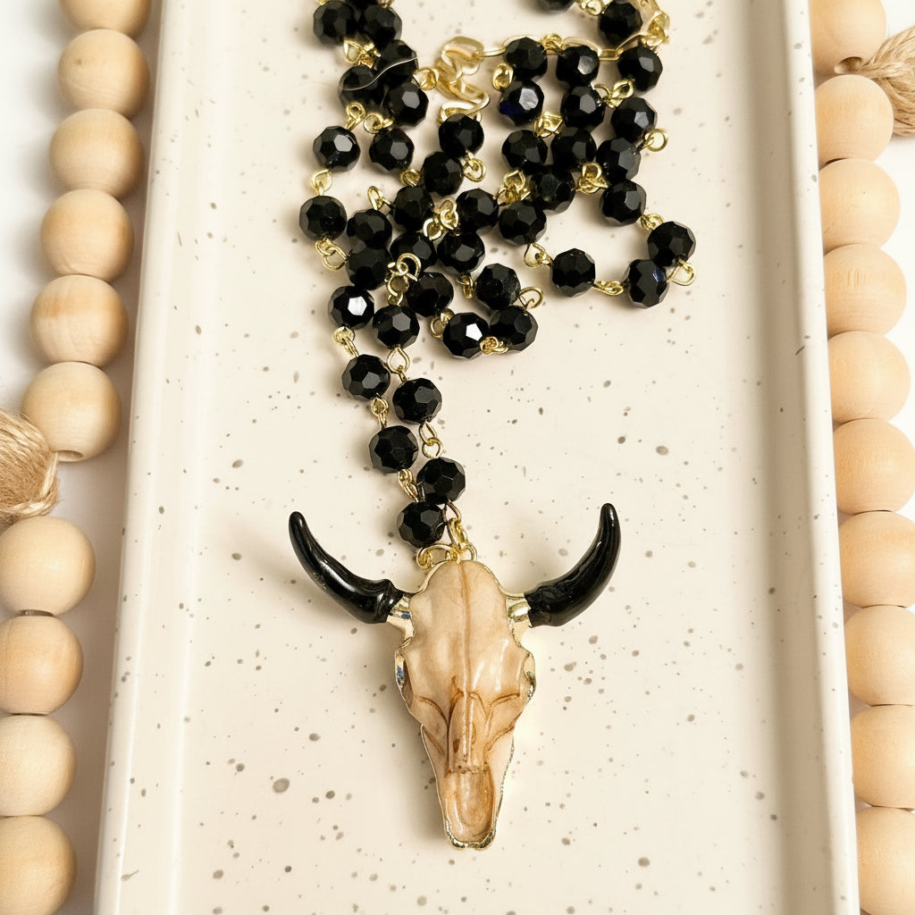 LONG WESTERN NECKLACE | LONGHORN GOLD ELECTROPLATED