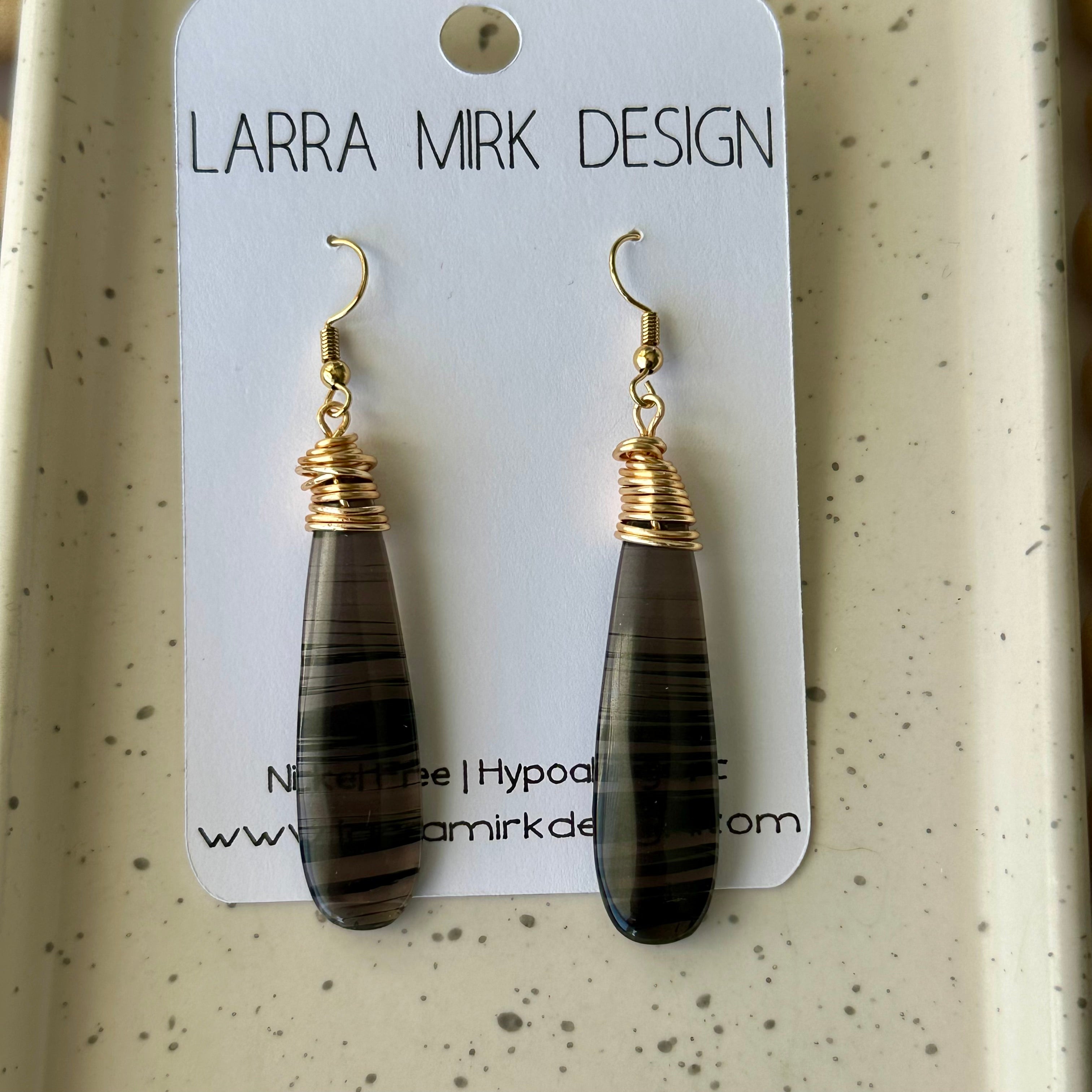 BLACK LACED OBSIDIAN EARRINGS