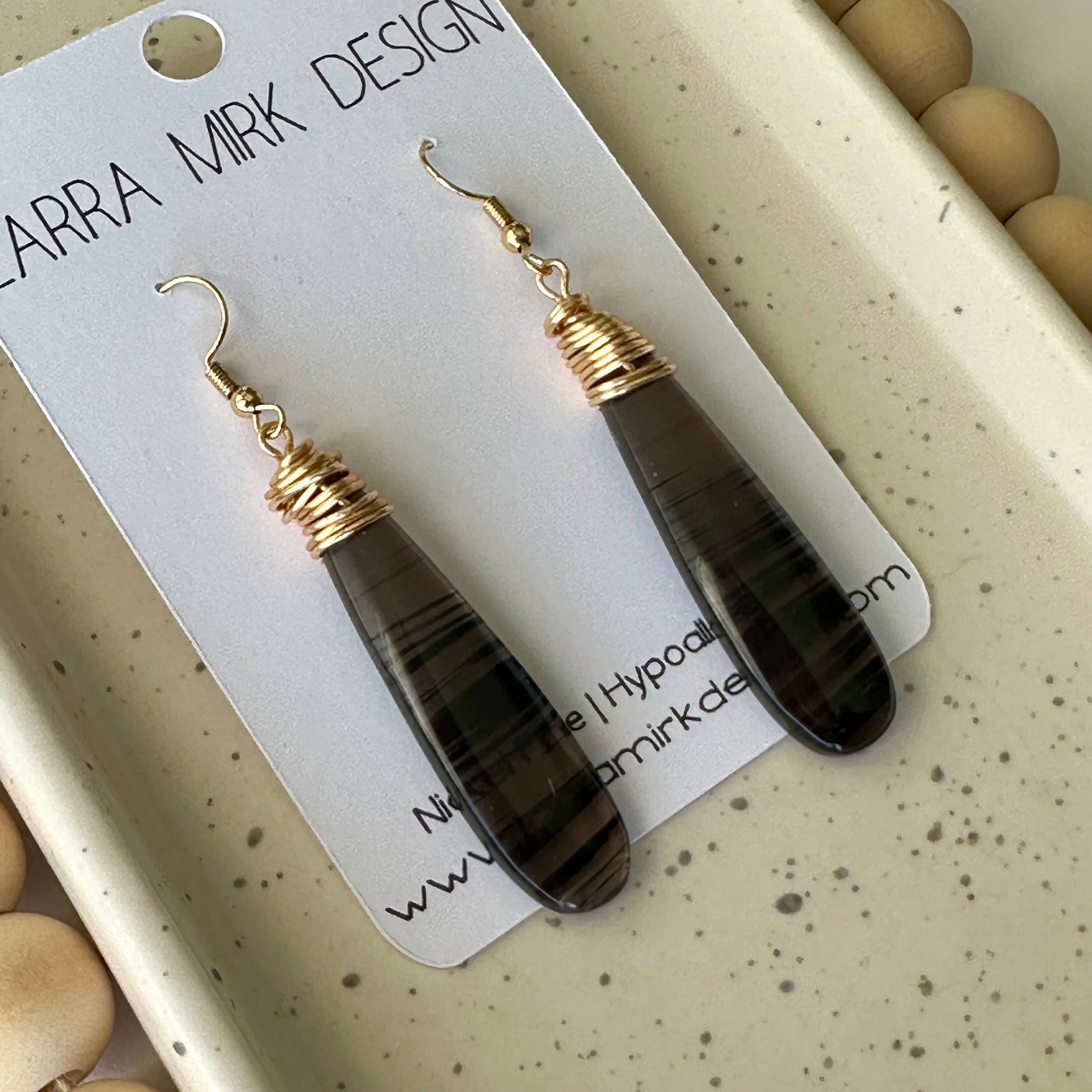 BLACK LACED OBSIDIAN EARRINGS