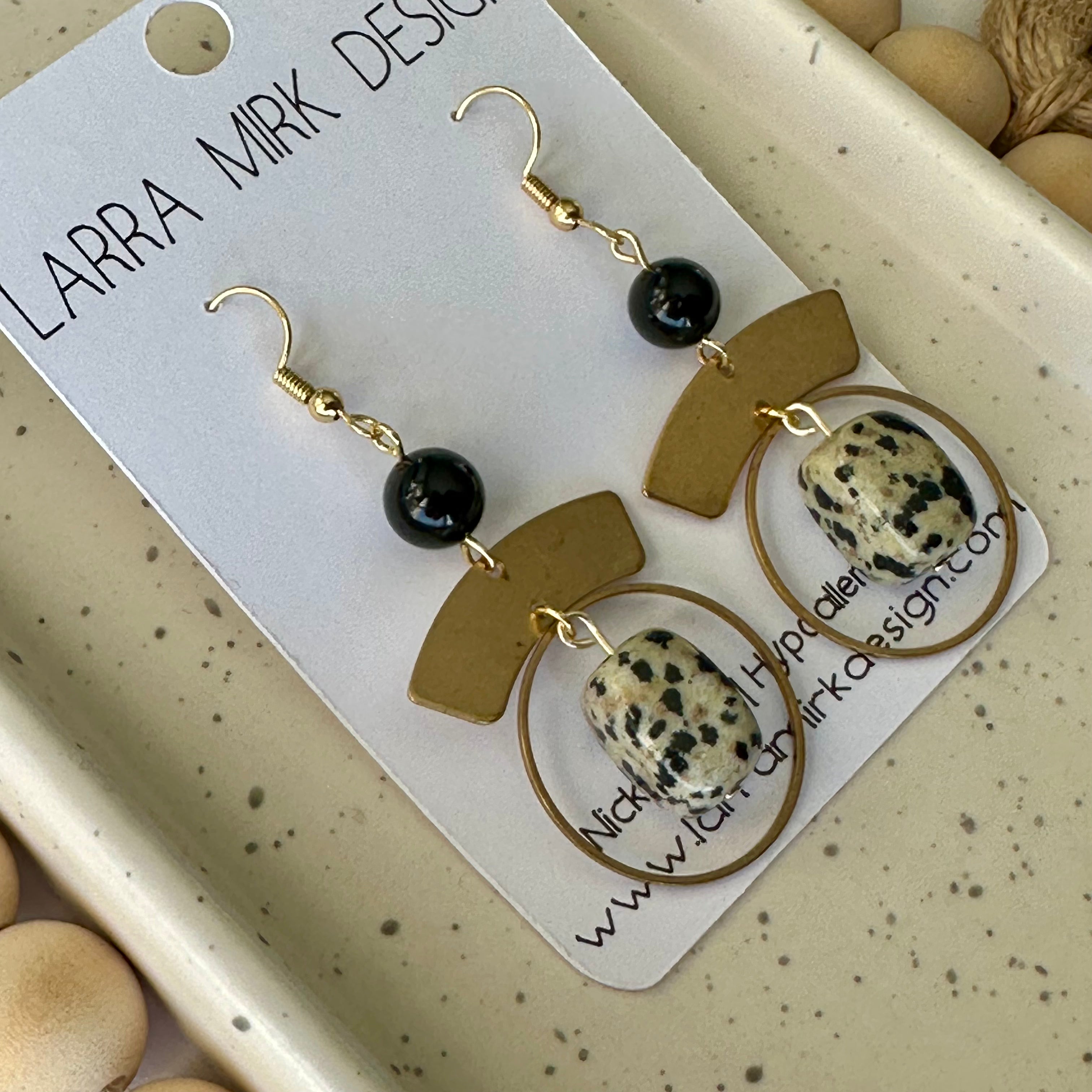 ONYX & DALMATIAN JASPER EARRINGS