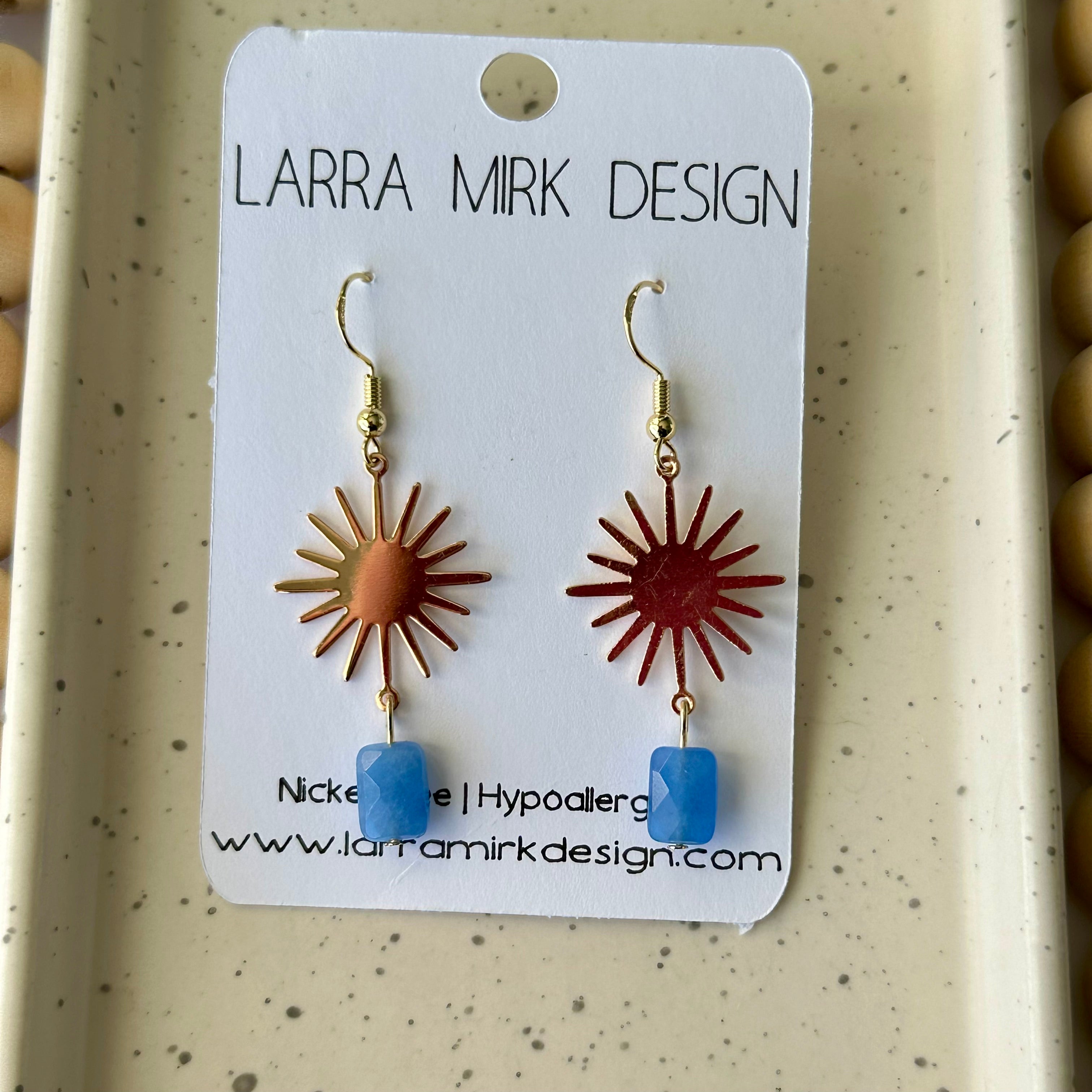 SUNBURST BLUE JADE EARRINGS