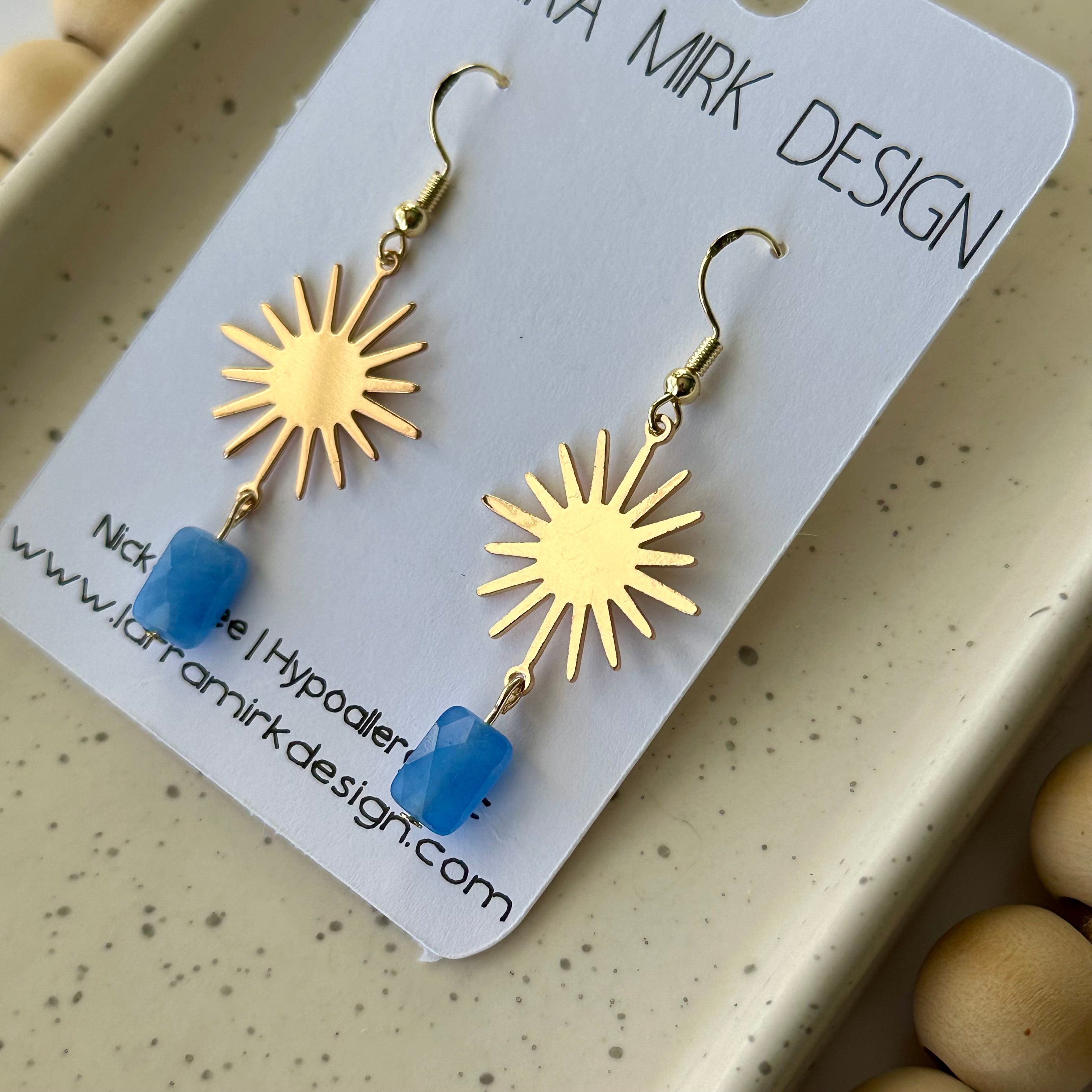 SUNBURST BLUE JADE EARRINGS