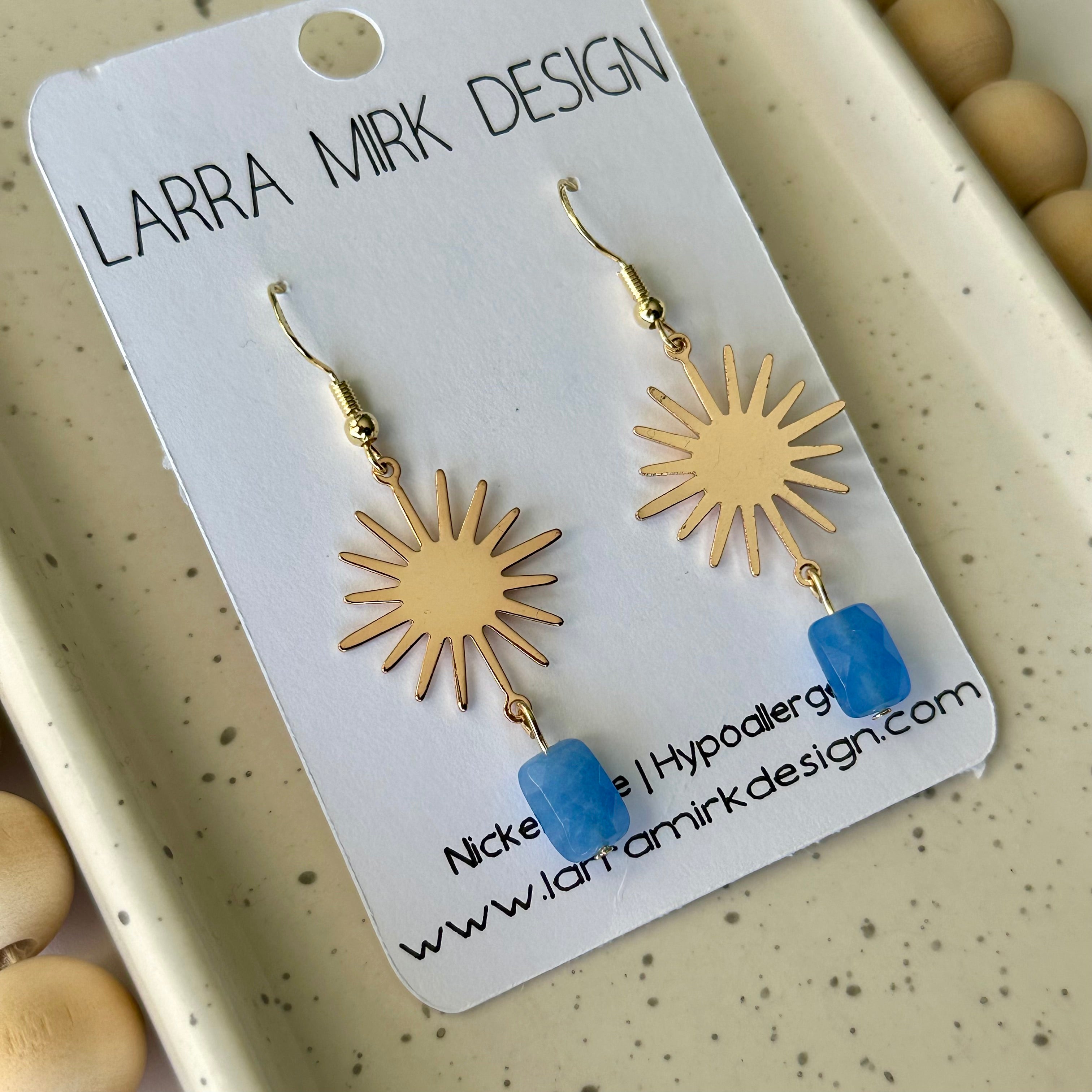 SUNBURST BLUE JADE EARRINGS