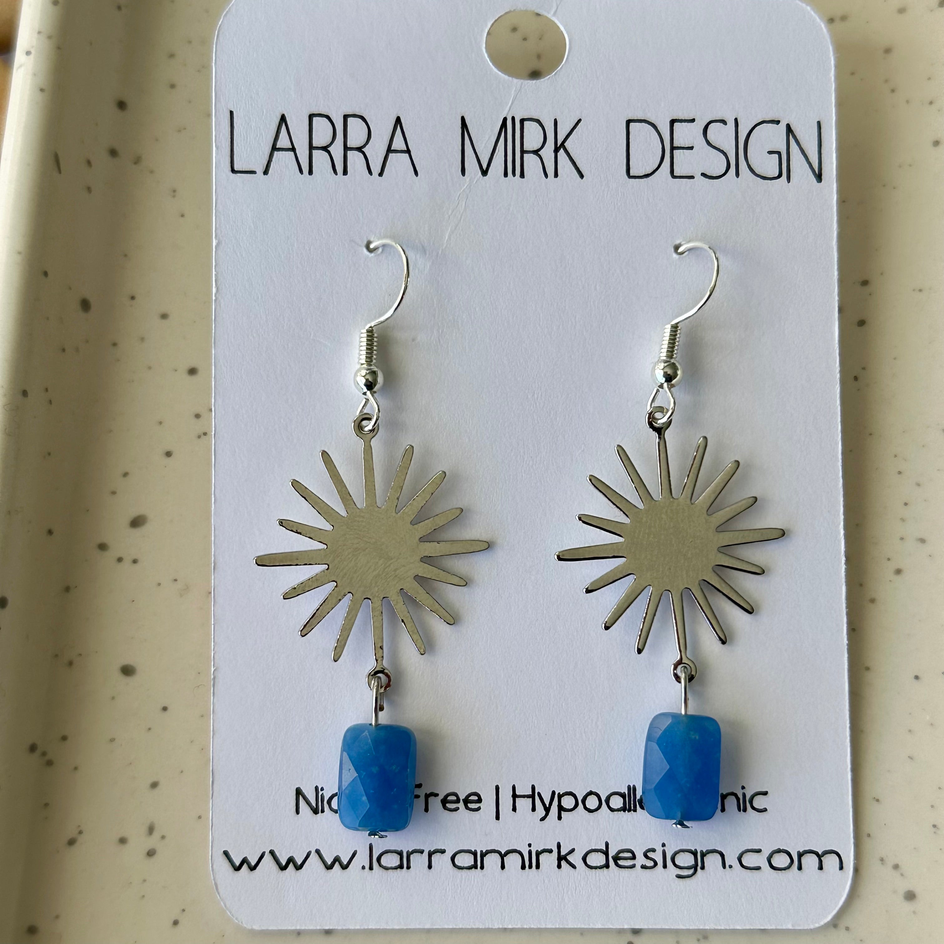 SUNBURST BLUE JADE EARRINGS