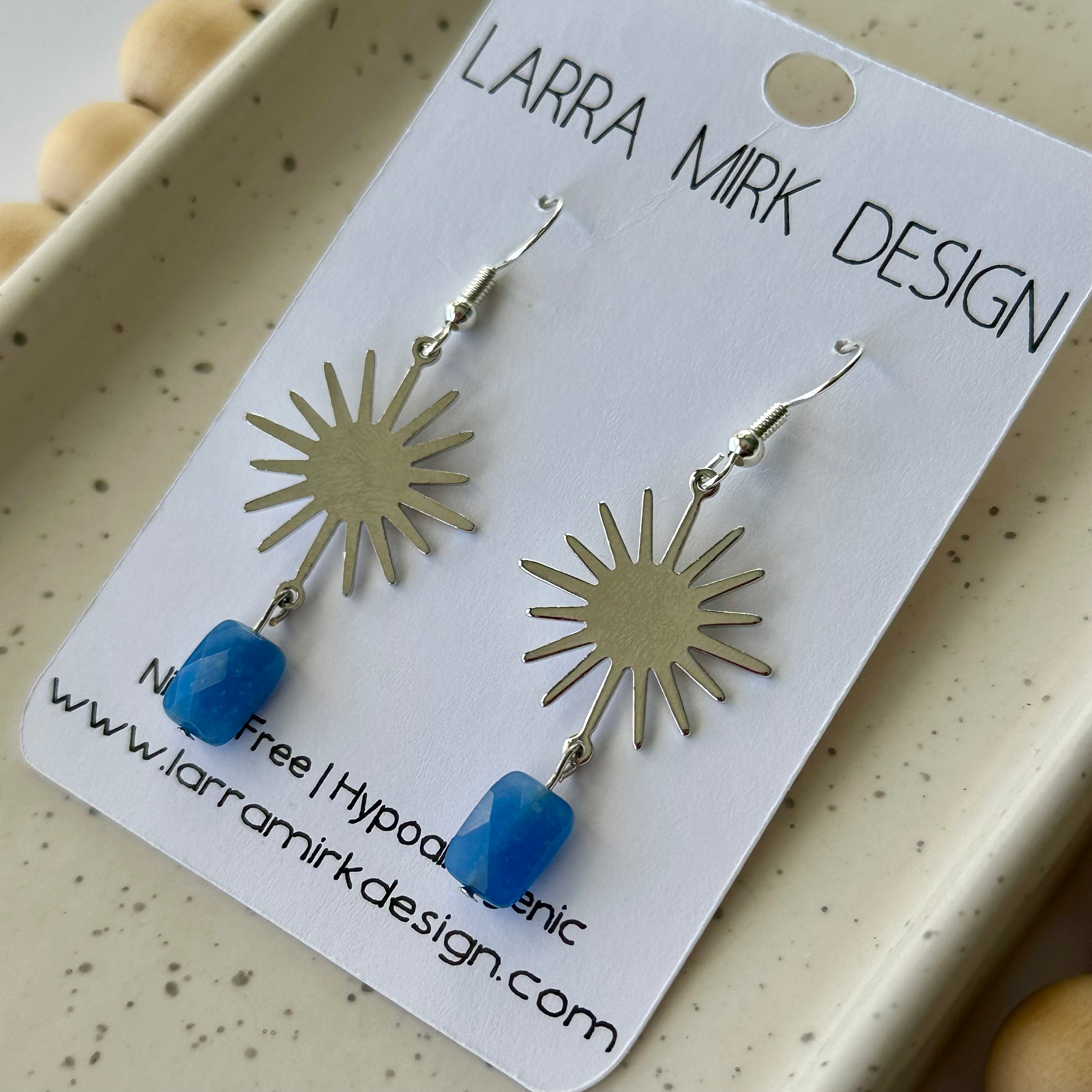 SUNBURST BLUE JADE EARRINGS