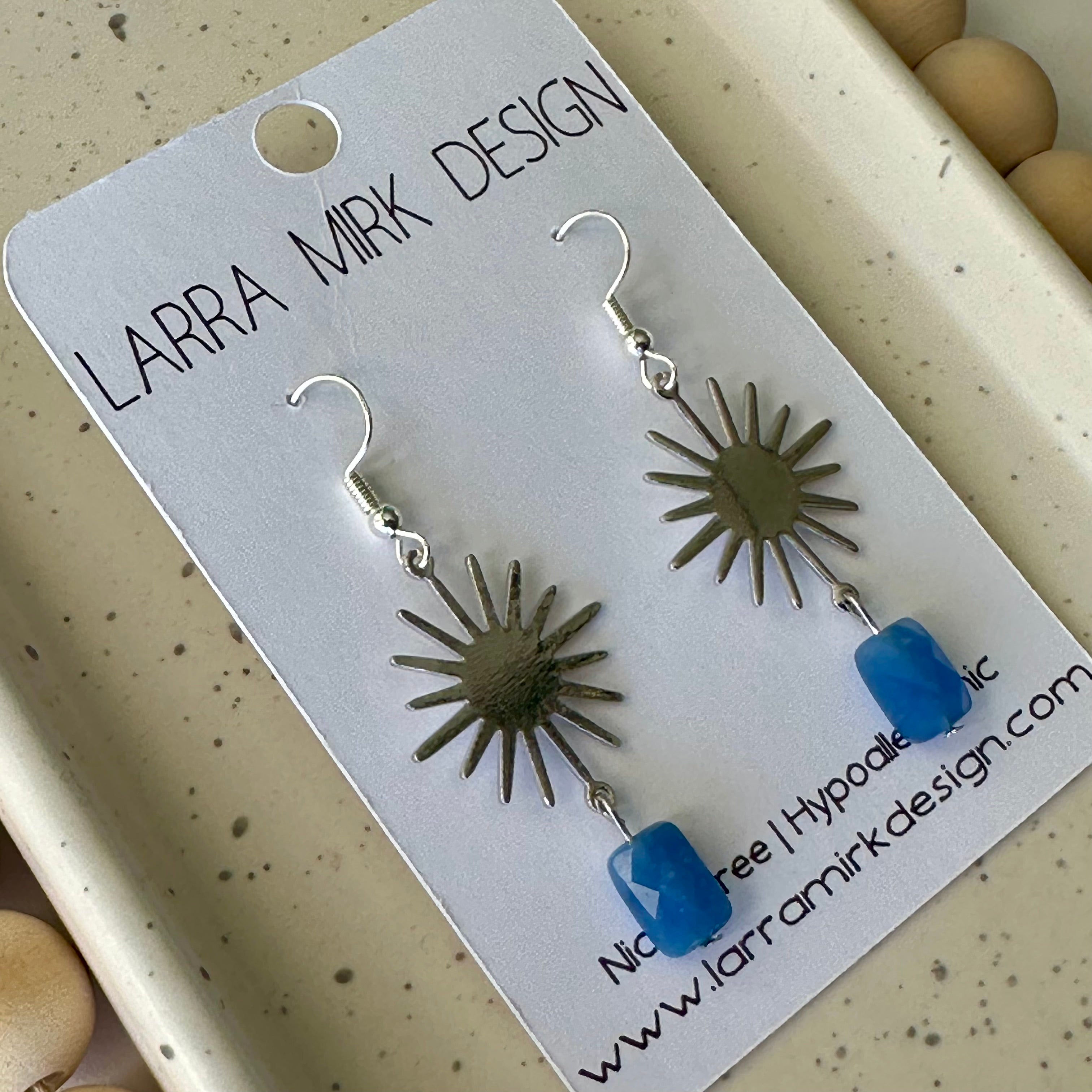 SUNBURST BLUE JADE EARRINGS