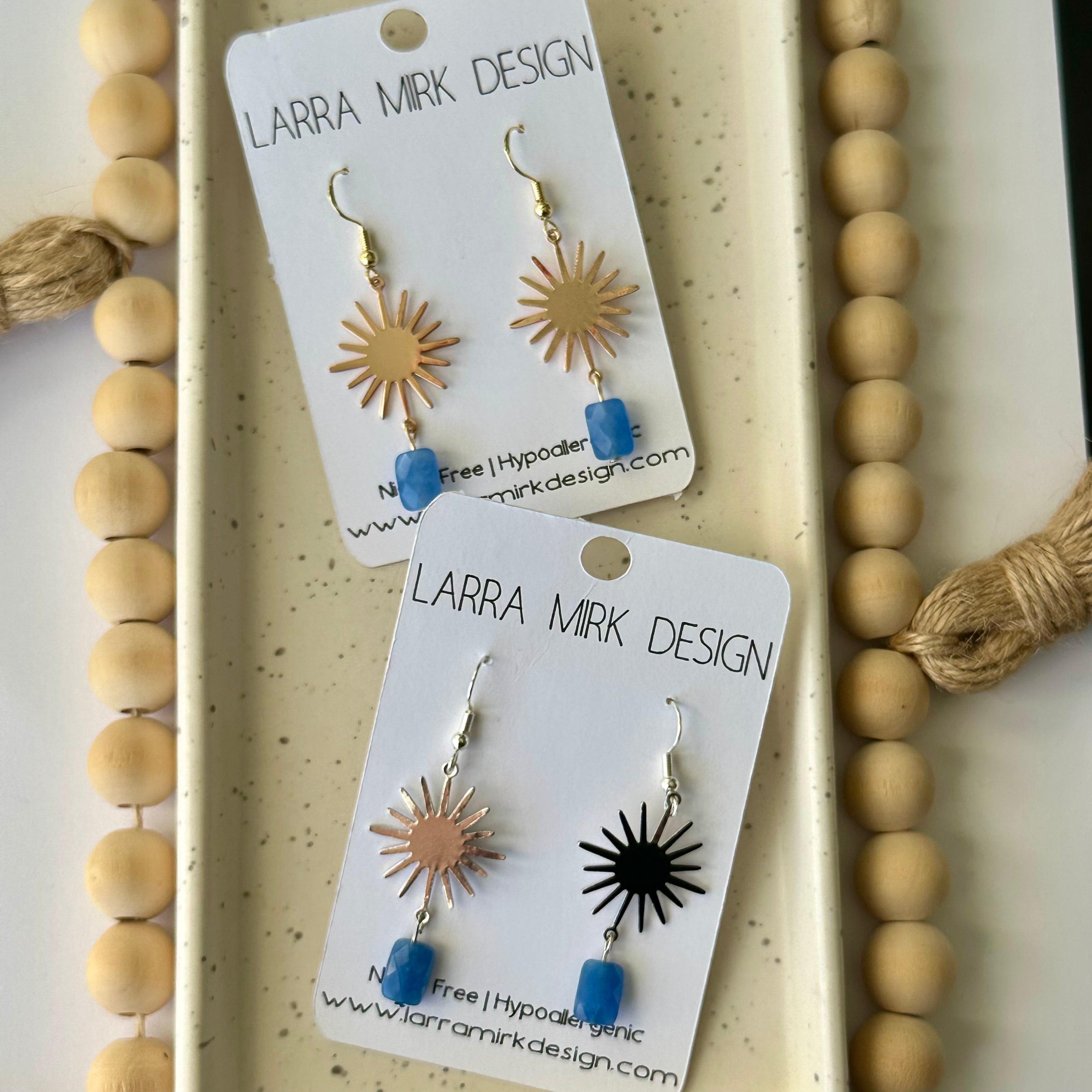 SUNBURST BLUE JADE EARRINGS