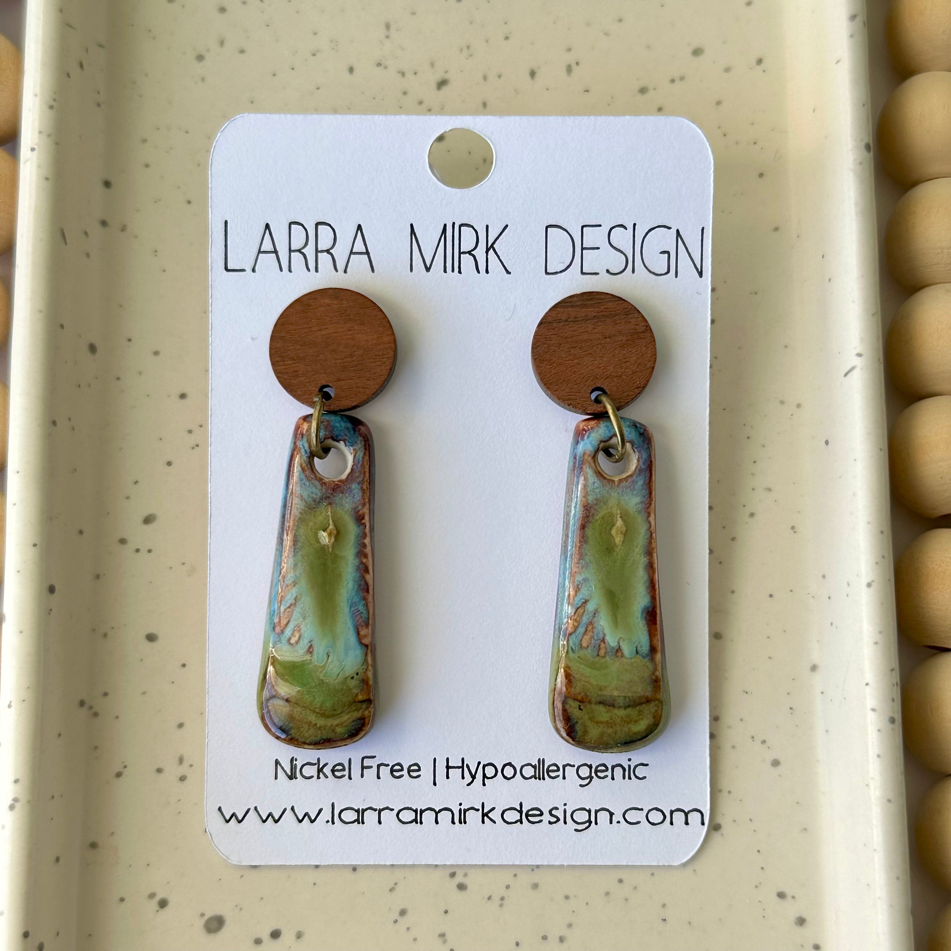 HAND PAINTED CERAMIC EARRINGS | GREENS & BLUES