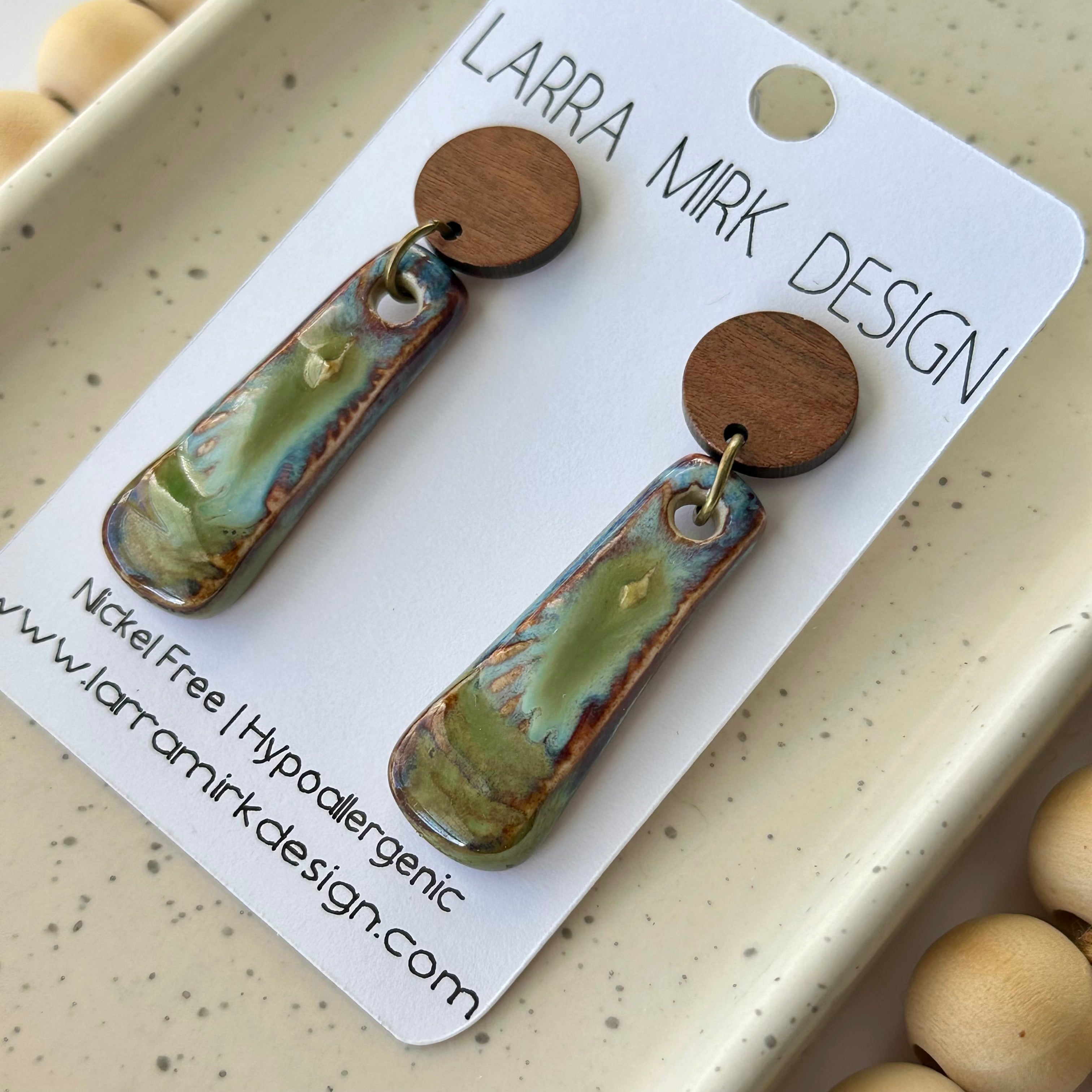 HAND PAINTED CERAMIC EARRINGS | GREENS & BLUES