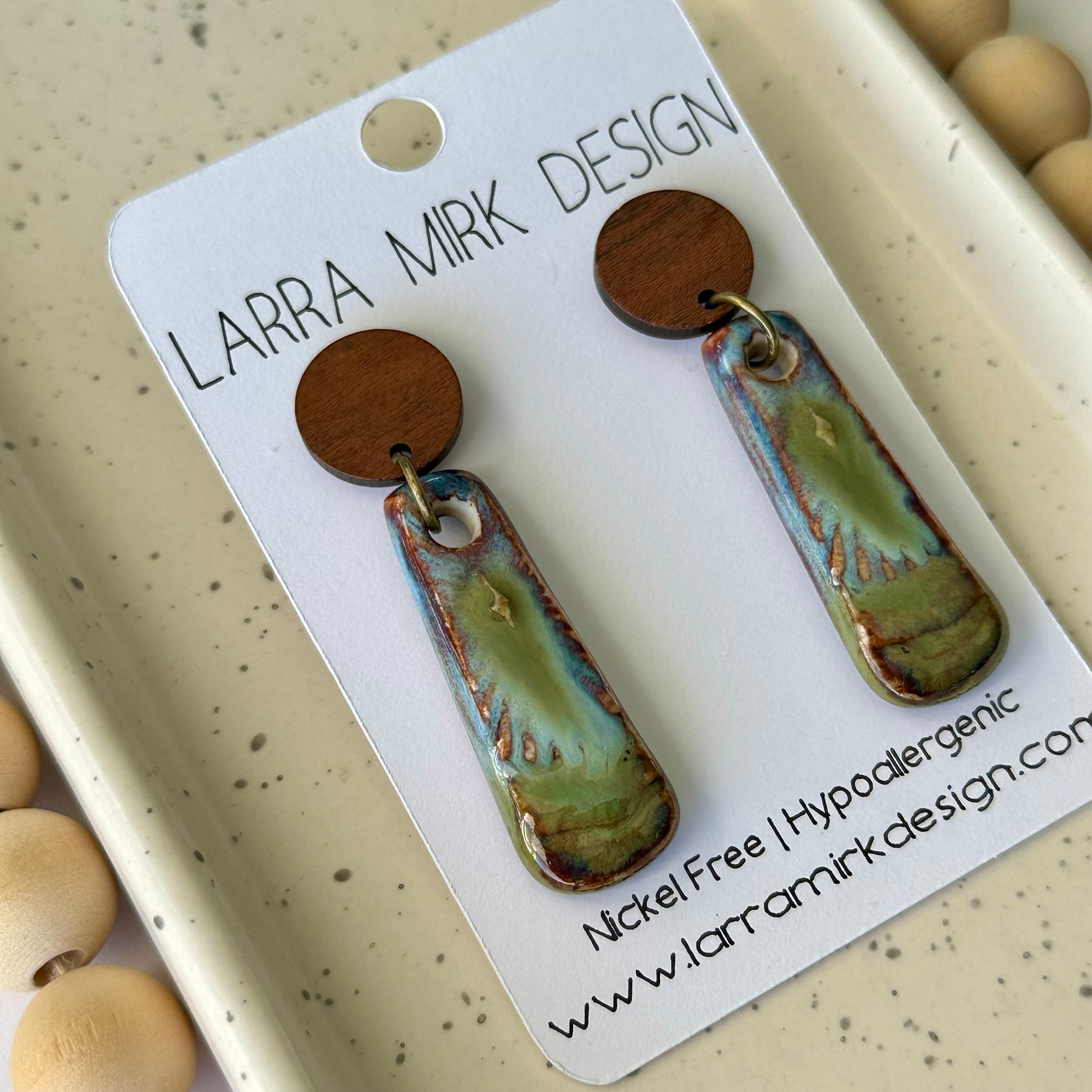 HAND PAINTED CERAMIC EARRINGS | GREENS & BLUES