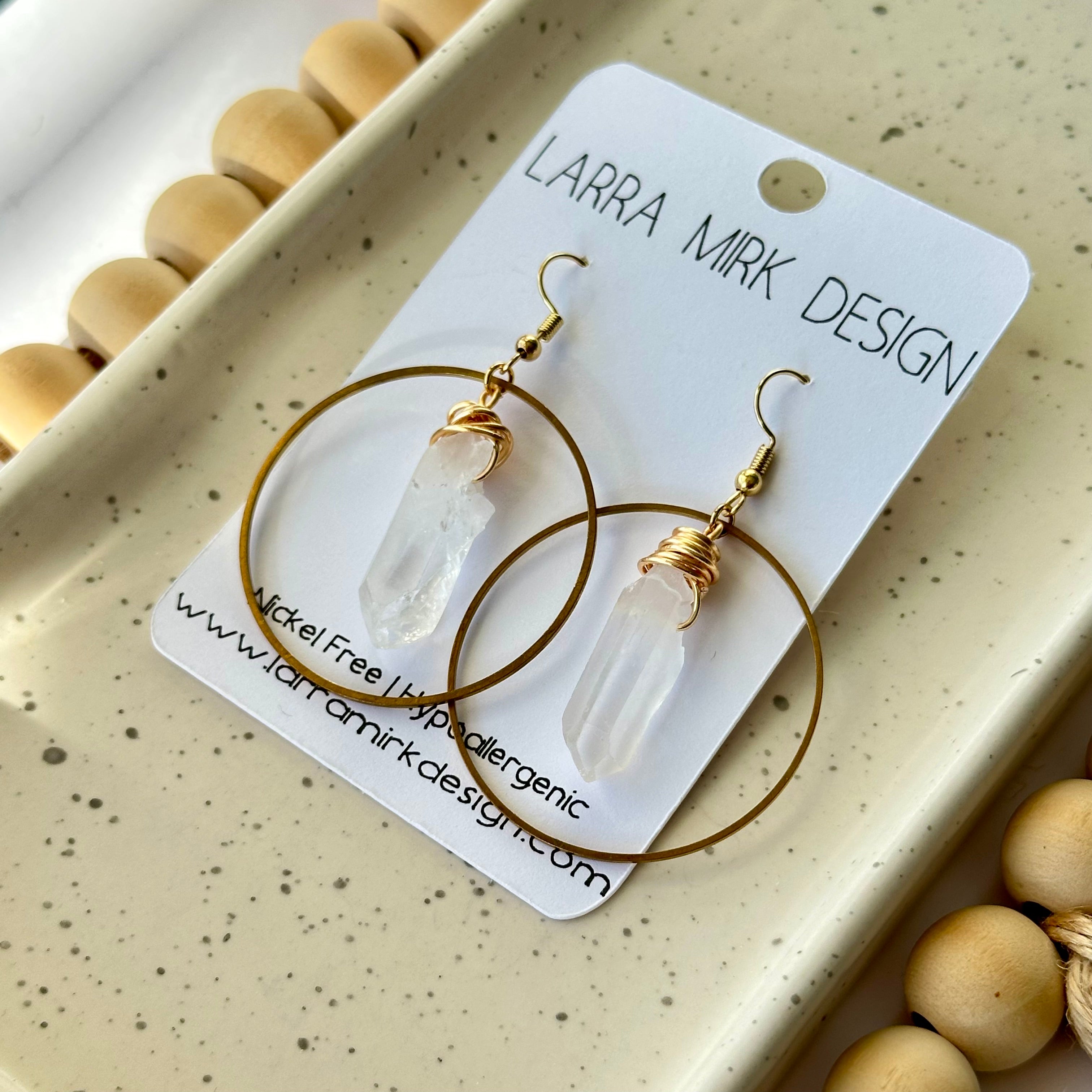 CRYSTAL QUARTZ POINT CIRCLE EARRINGS