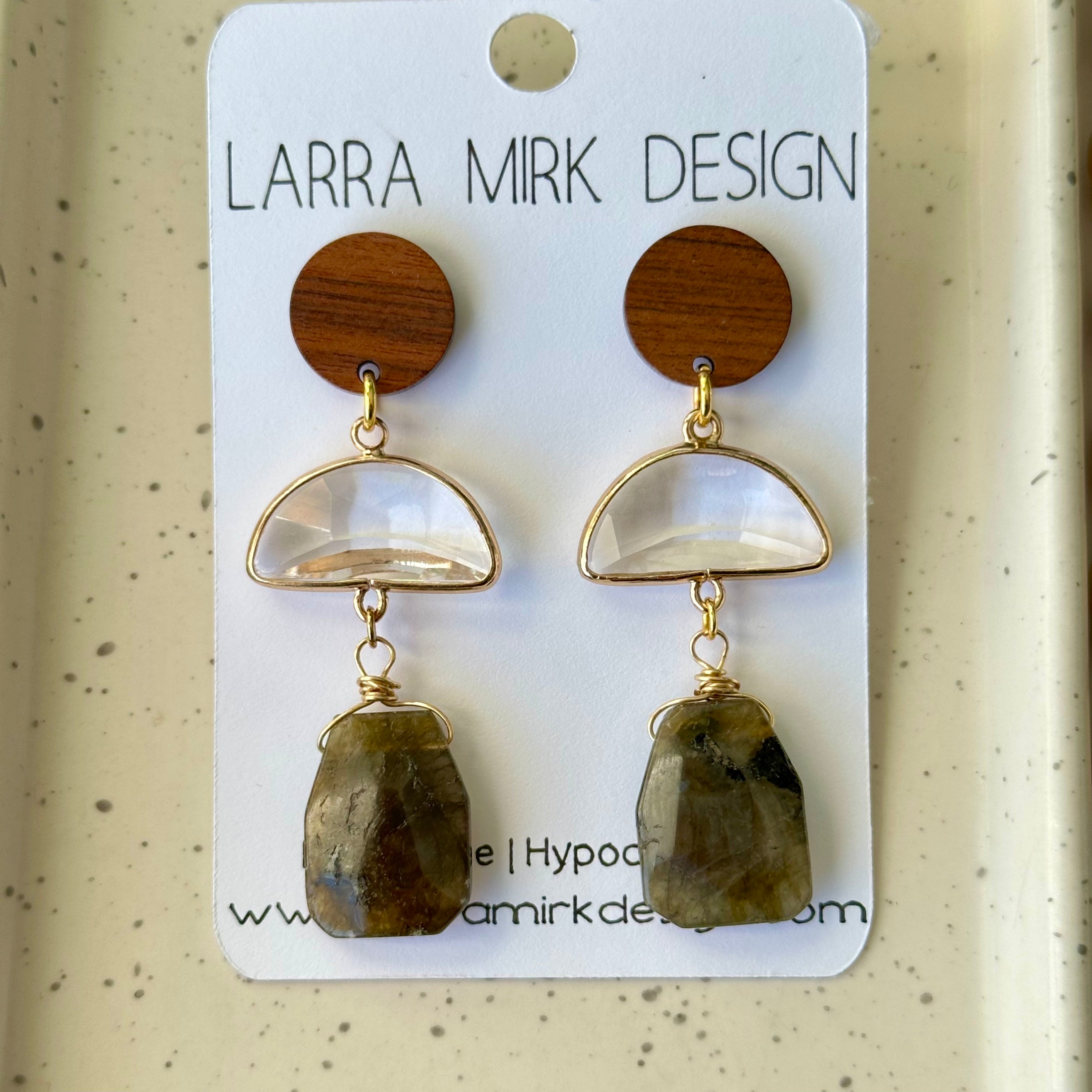 MARGO EARRINGS | LABRADORITE & WOOD
