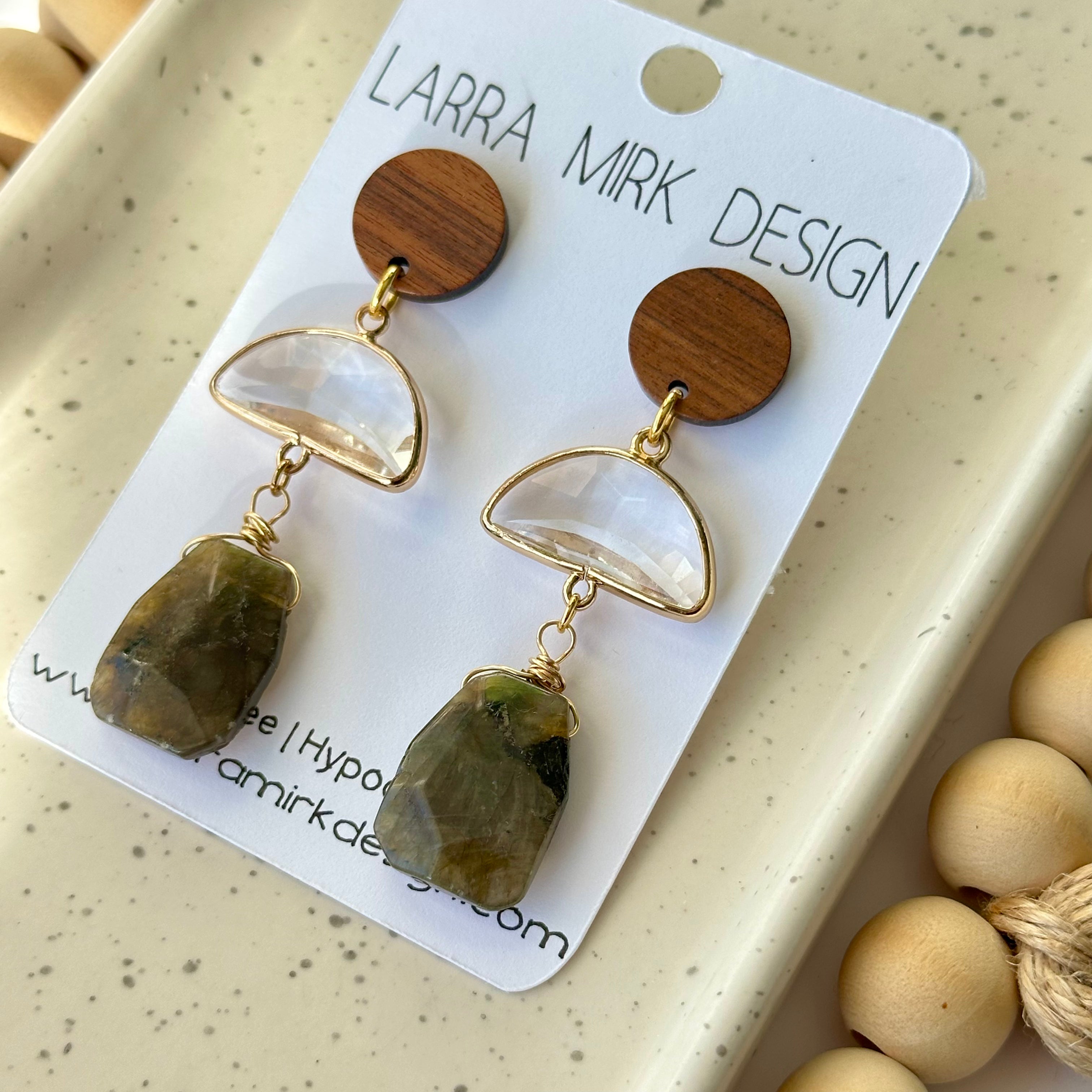 MARGO EARRINGS | LABRADORITE & WOOD
