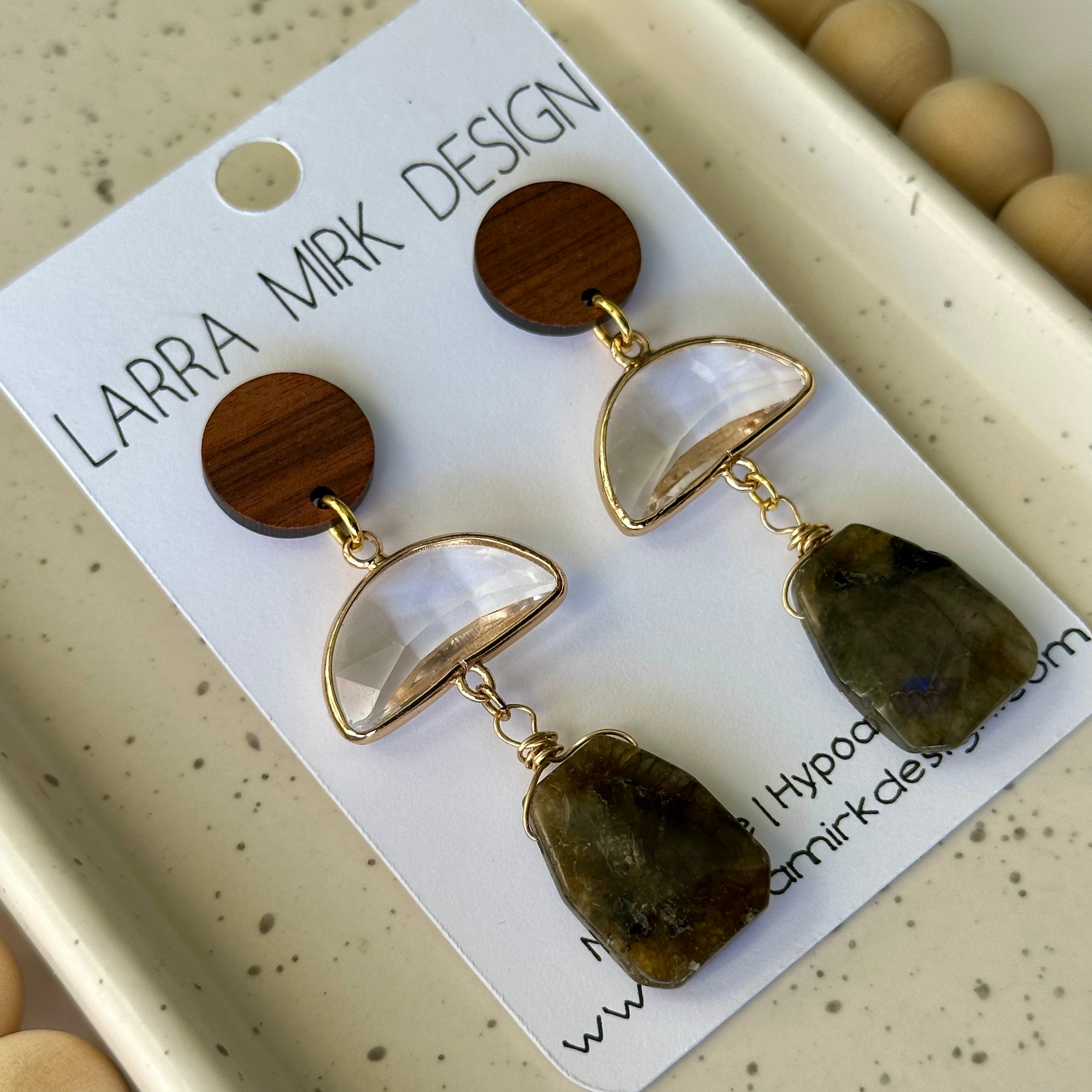 MARGO EARRINGS | LABRADORITE & WOOD