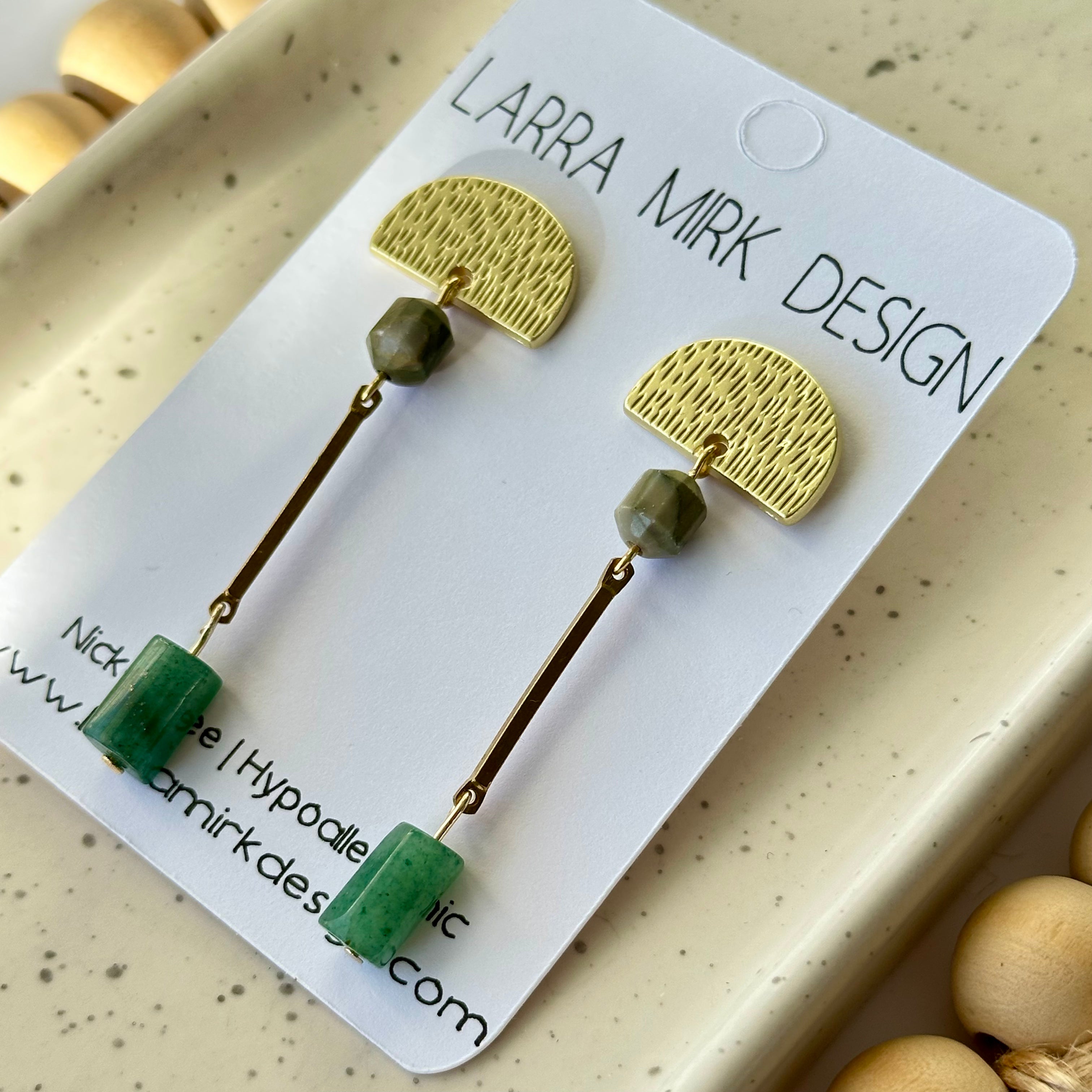 COFFEE JASPER AND ADVENTURINE EARRINGS